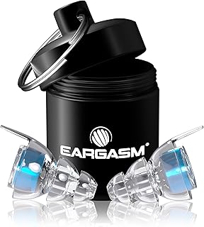 Eargasm High Fidelity Earplugs with Blue Filters - Reusable Noise Reduction Hearing Protection Ear-Plugs with Carrying Cas
