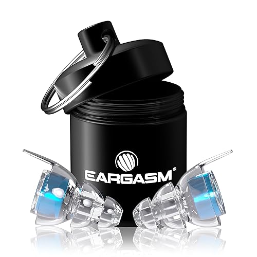 Eargasm High Fidelity Earplugs with Blue Filters - Reusable Noise Reduction Hearing Protection Ear-Plugs with Carrying Case for Concerts, Festivals, Raves, Musicians, Live Music, Sporting Events - Blue