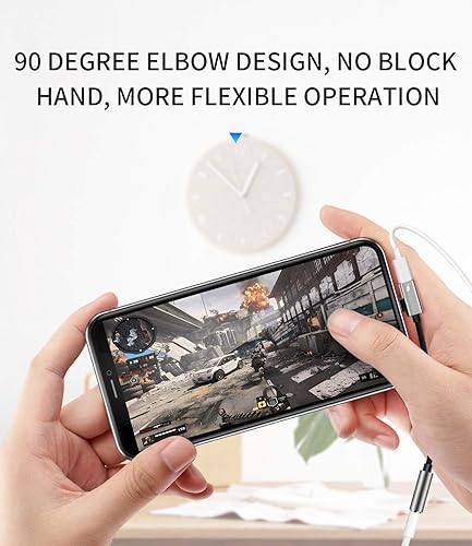 Miniatura 7 de Adaptador de auriculares para iPhone (paquete de 2) Adaptador Lightning dual para divisor de audio y cargador de carga 2 en 1 Dongle Jack Cable de