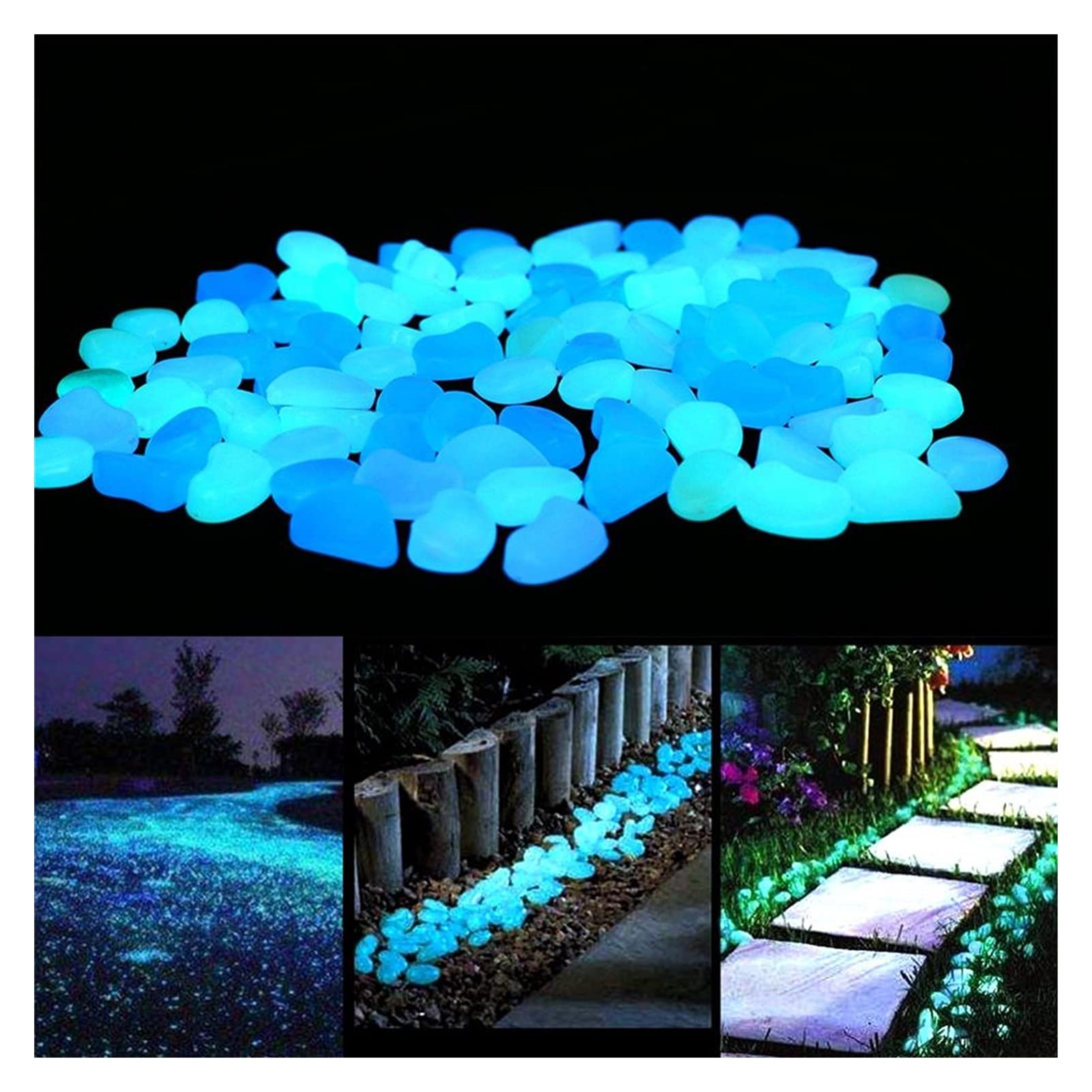 ZOLULA Decorative Stones 200pcs Glow In Dark Pebbles Stone Home Garden Decoration Outdoor Garden Yard Decor Luminous Stones Fish Tank Bonsai Rocks (Color : A)