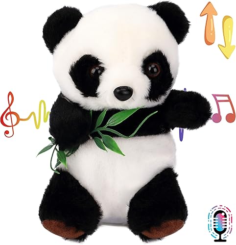 Hopearl Talking Panda Repeats What You Say Nodding Juguete animado eléctrico interactivo de peluche para niños pequeños, 7 pulgadas