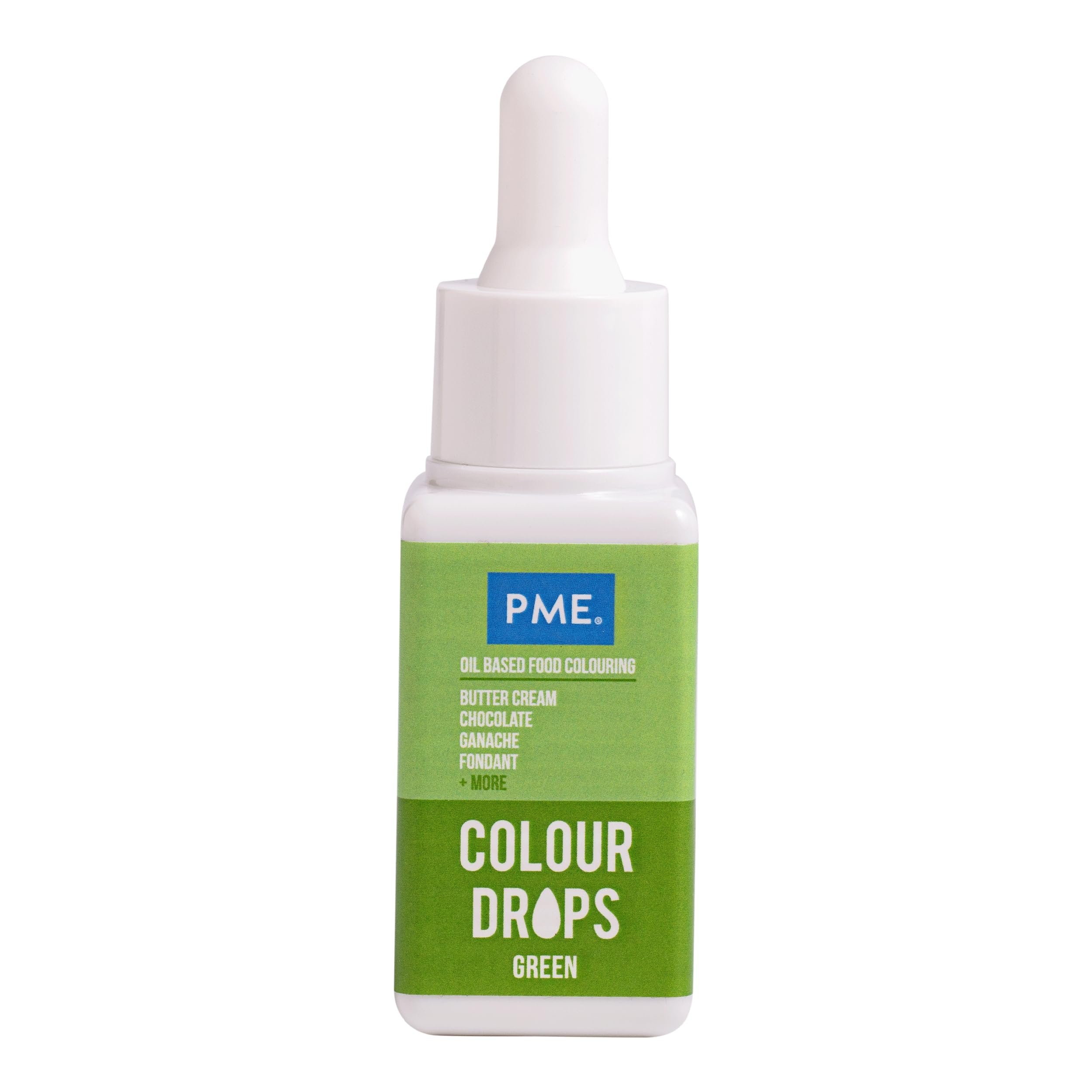 PME Cake Oil Based Food Colour with Precision Dropper | Green (20ml) | High Pigment Oil-Blend Food Colouring for Buttercream Chocolate Ganache Fondant & Cake Batter