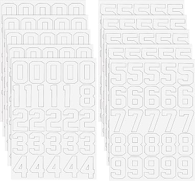 204 Pieces Sports Helmet Numbers Sticker, 1.25 Inch Vinyl Decals Self Adhesive for Hockey, Baseball, Football, Lacrosse Batting