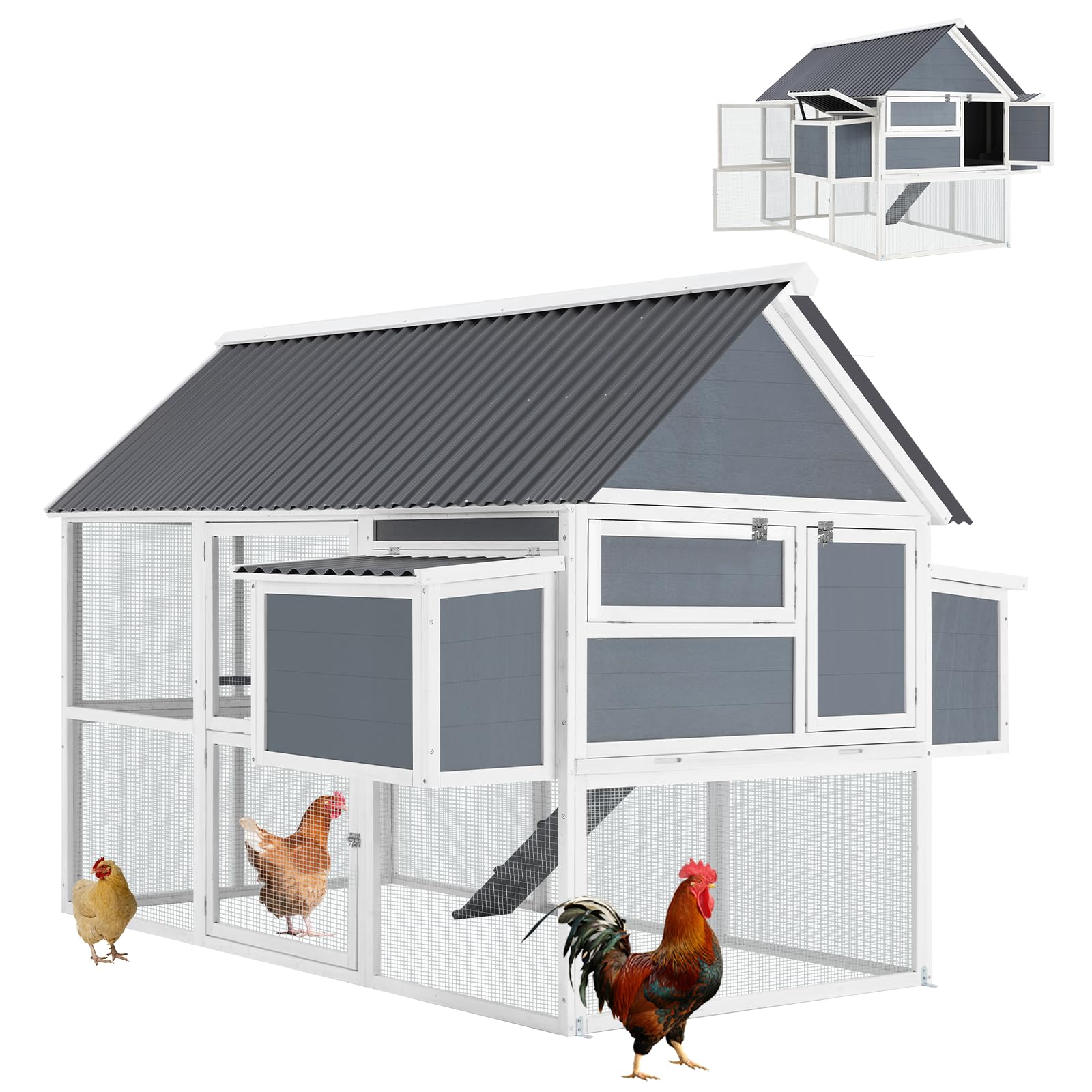 Product dimensions diagram of the AECOJOY chicken coop