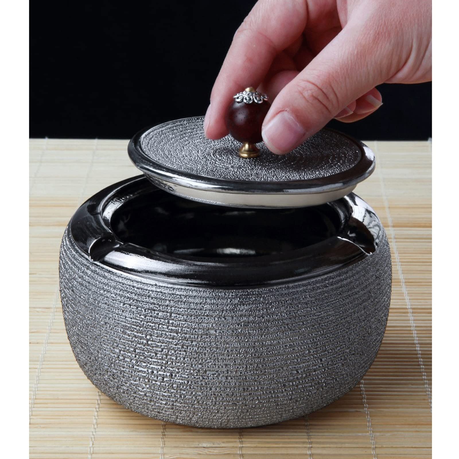 Ceniceros para cenicero de cerámica con tapa, cenicero para uso en interiores o exteriores, cenicero para escritorio, patio, oficina en casa