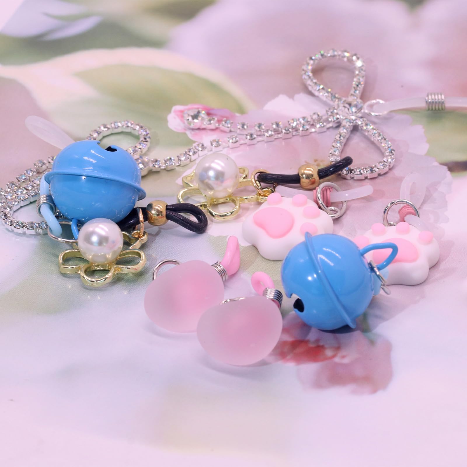 FLOGWE 2Pcs Rhinestone Bowknot Fake Nipple Rings for Women, Non-Piercing Dangle Nipple Ring, Nipple Noose, Sexy Fake Nipple Piercing Jewelry: Pink Heart