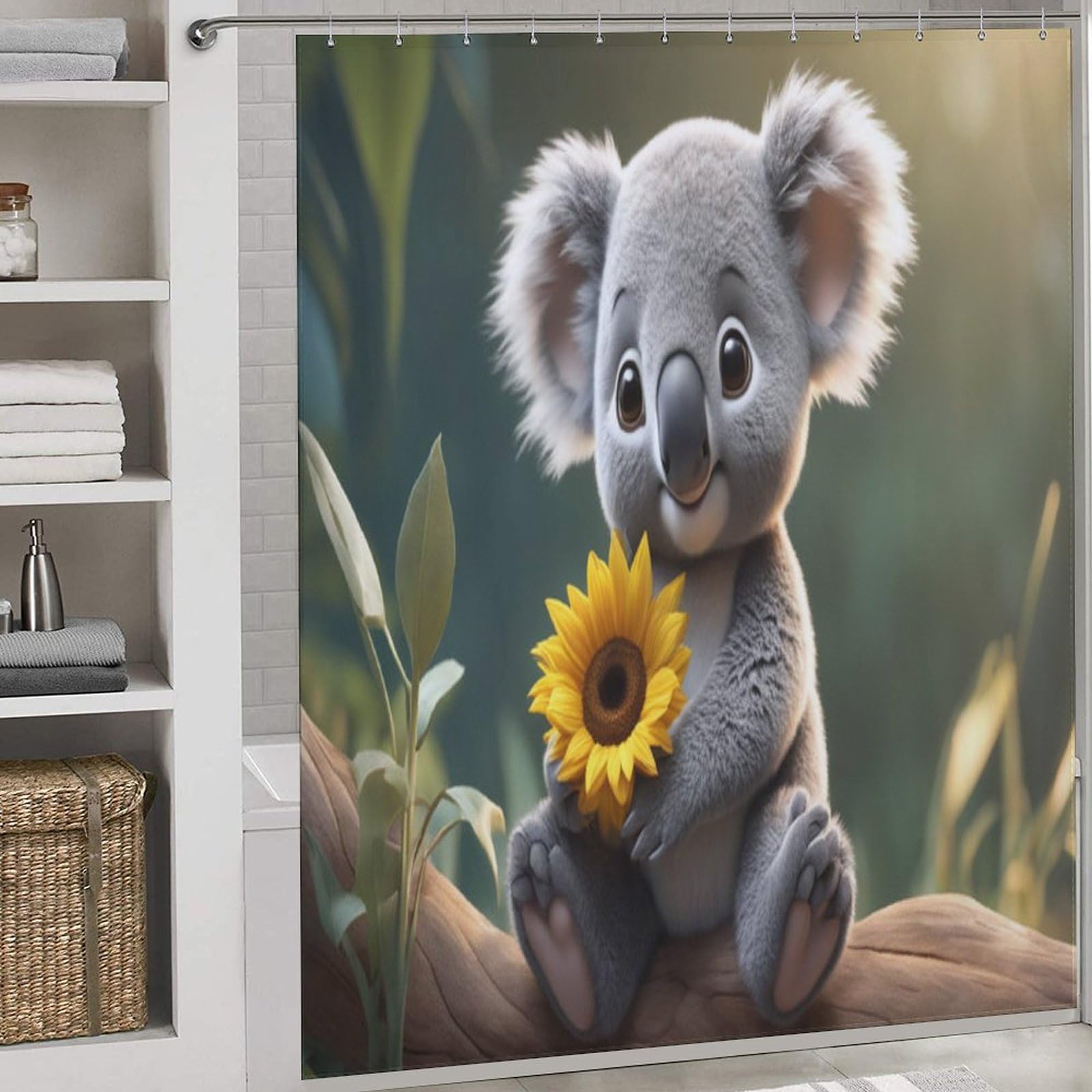 Rideau de douche koala étanche pour en finir avec le sol mouillé, 183x183 cm