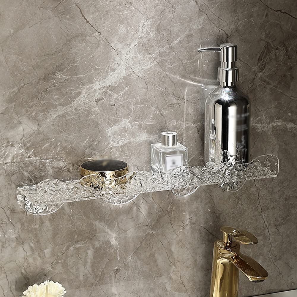 Estante Esquinero De Ducha Acrílico, Estante De Baño, Estantes Flotantes, Montaje En Pared Sin Perforaciones, Organizador Frontal De Cosméticos Y Champú, Estant(30 Cm)