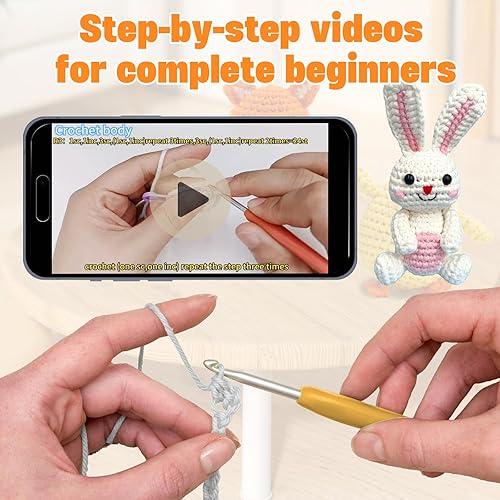 Vista 15 de wokdsbl Kit de ganchillo para principiantes con hilo personalizado de alta calidad mejorado y tutoriales en video paso a paso, regalo ideal