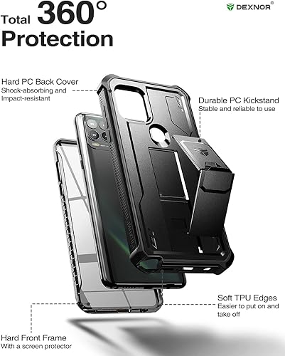 Miniatura 6 de Dexnor Funda para Motorola Moto G Stylus 5G 2021, protector de pantalla y soporte integrados resistente protección de grado militar a prueba de