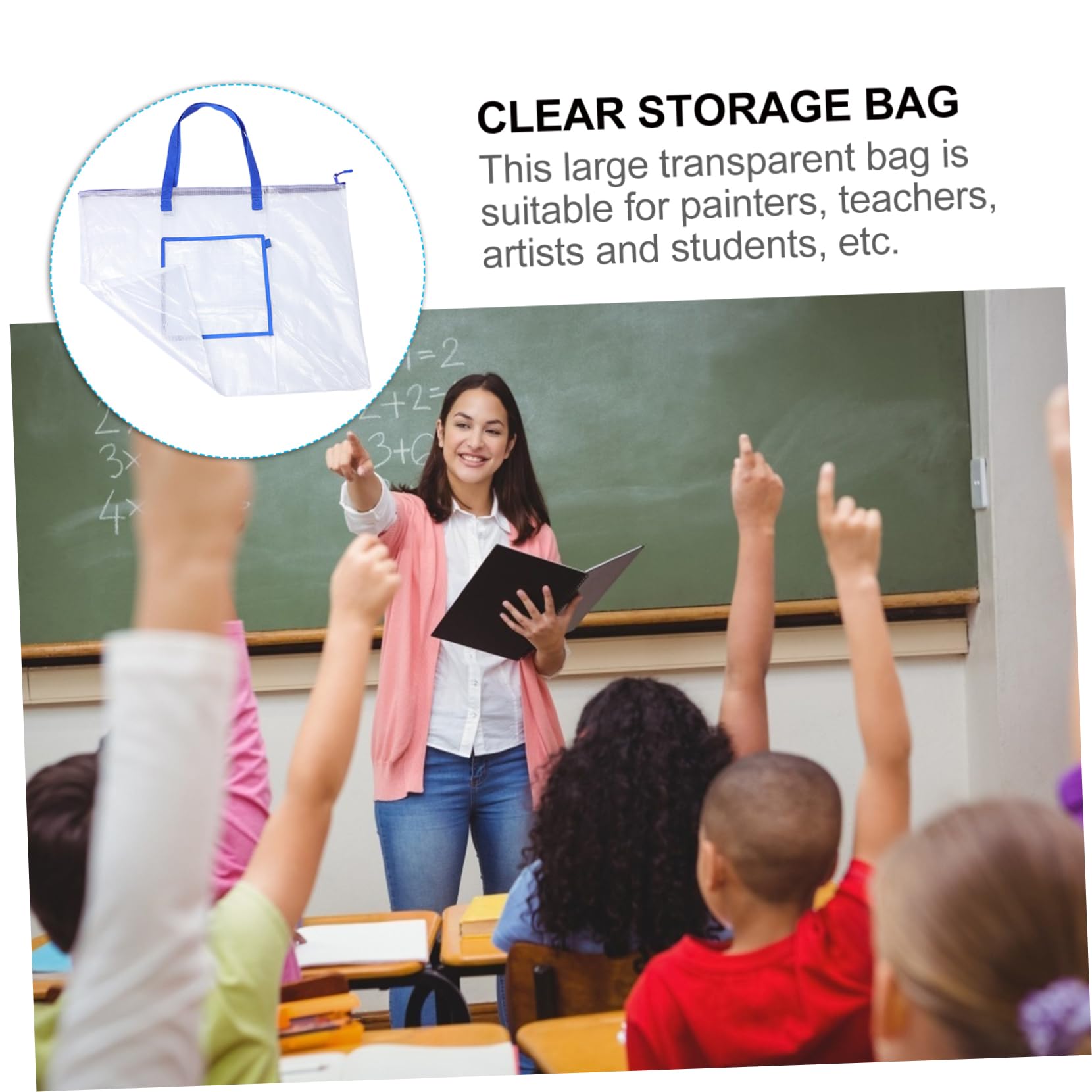 Housoutil Large Pvc Bag for Art Supplies Heavy Duty Poster Board Holder Zipper Handle