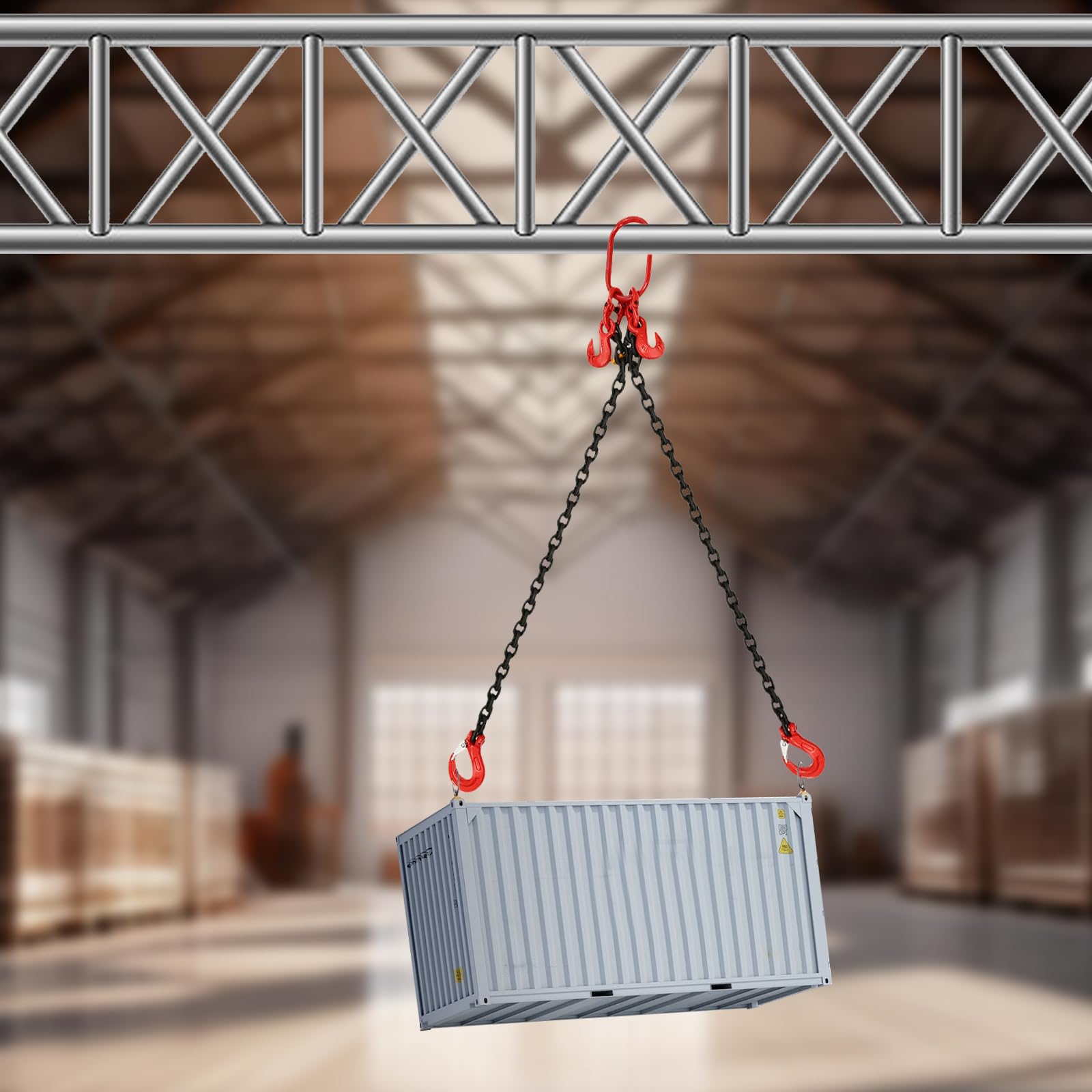 2 fili per catena, 2 m, capacità di carico 2T catena di arresto con gancio, capacità di carico, attrezzi di sollevamento per macchine, fabbriche, cantieri