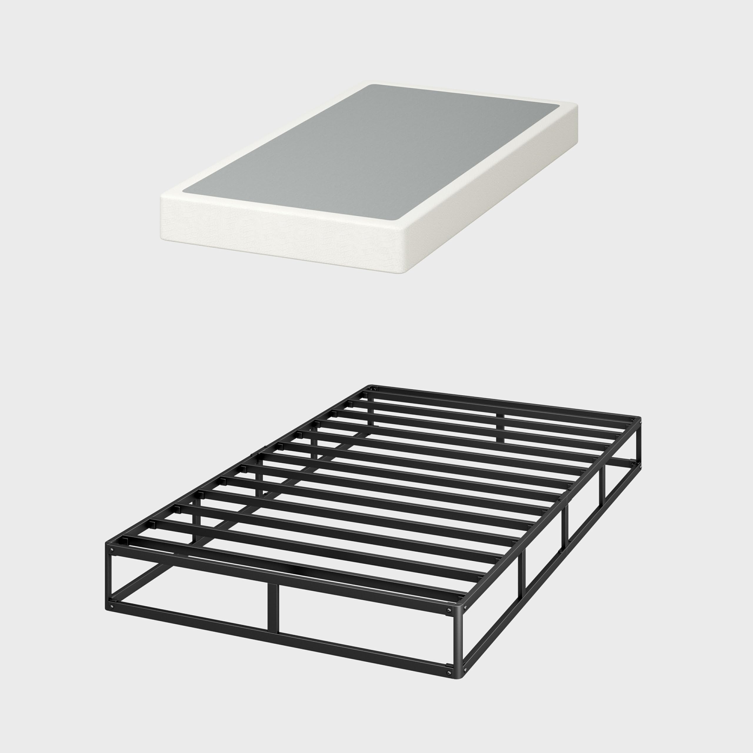 VTWAZAST 8 Inch Box Spring Only, Heavy Duty Metal Mattress Foundation, Easy Clean Fabric Bed Cover, Non-Slip, Noise Free, Easy Assembly (Twin)