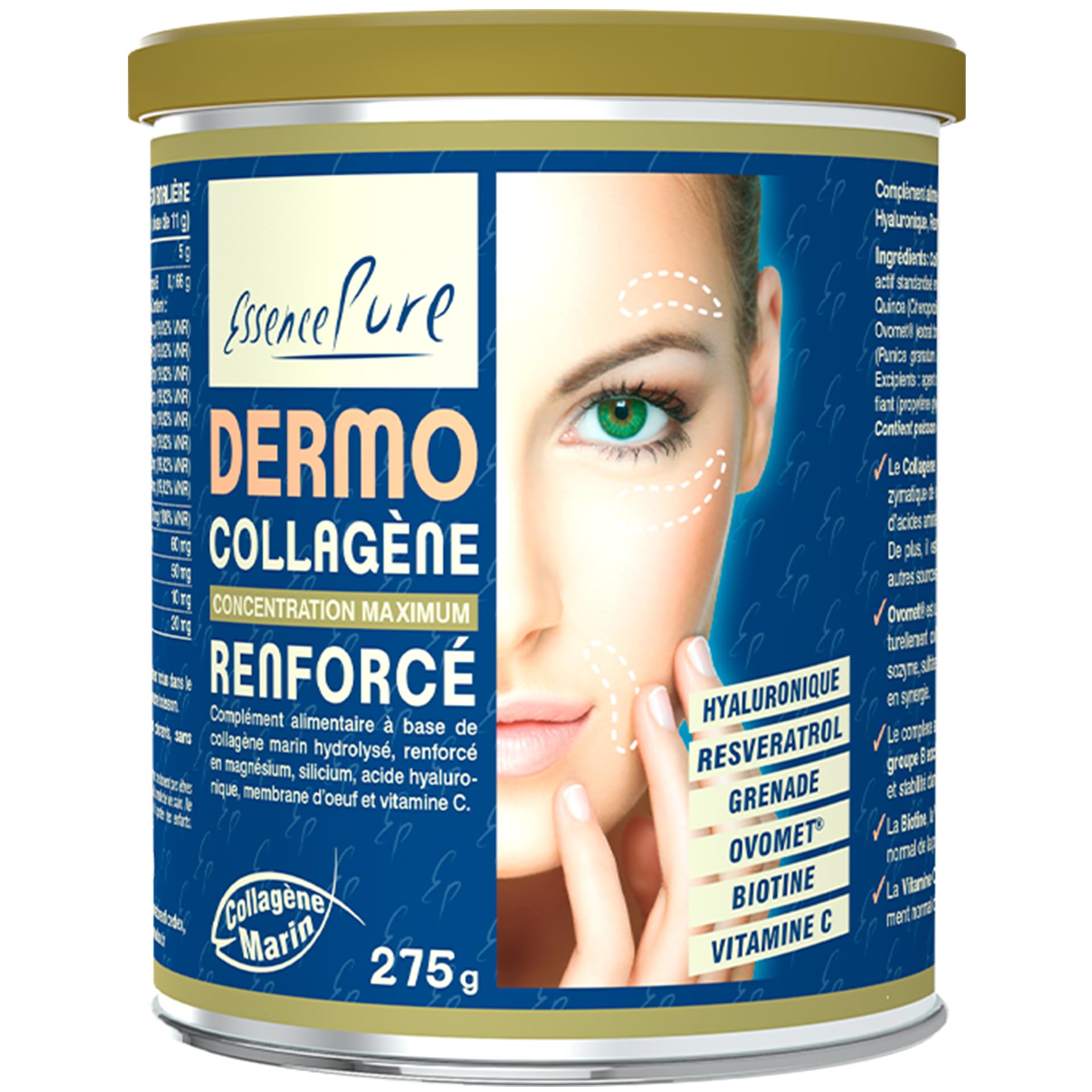 Collagène Marin En Poudre, Bundle Pour Soutien Des Articulations Et De La Peau, Collagène Peptides, Magnésium Et Silicium, Avec Acide Hyaluronique, Resvératrol Et Biotine Pour Élasticité
