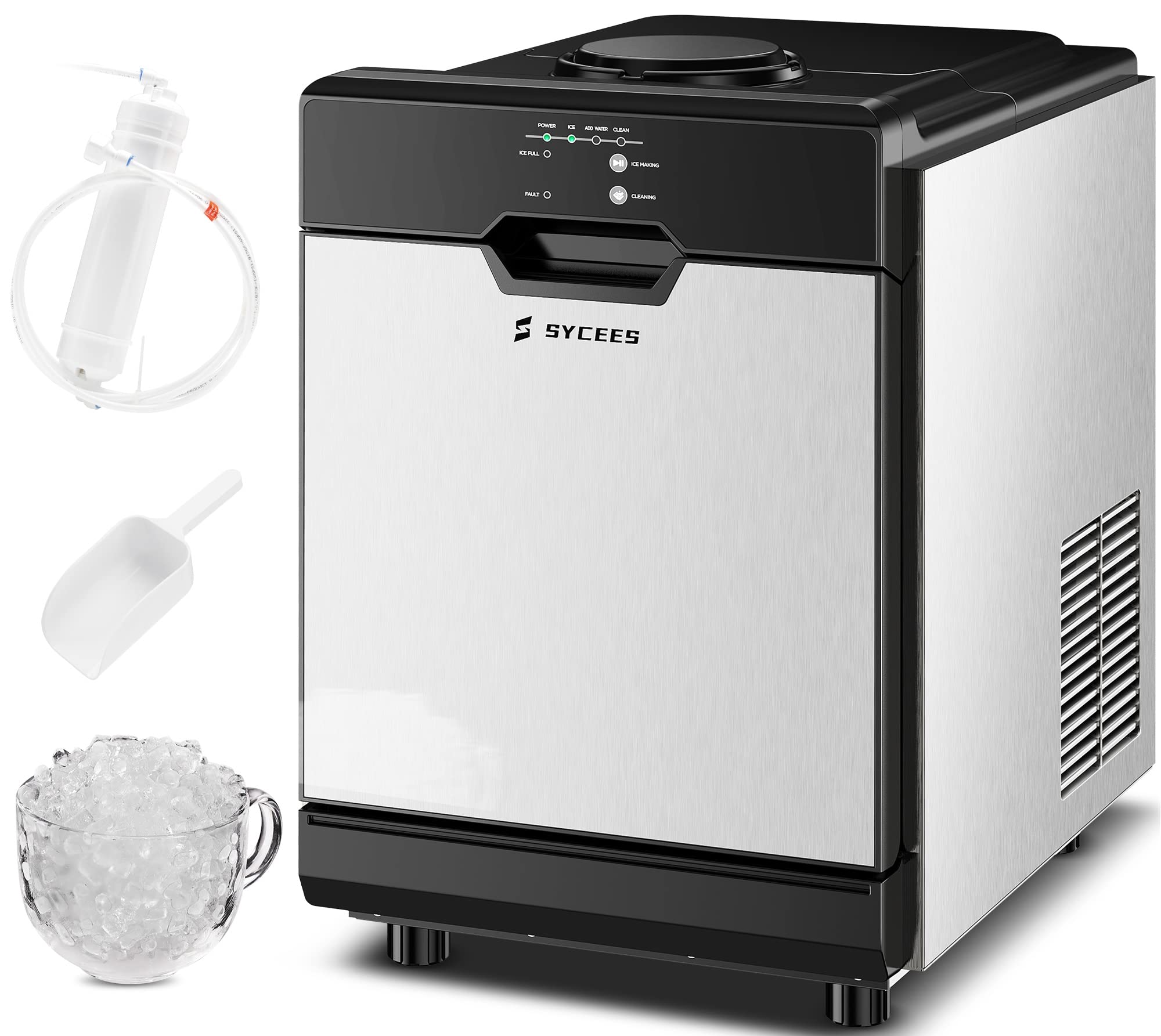 Buy SYCEES Commercial Nugget Ice Maker, 55LBS/24H, Pellet Ice Ready in