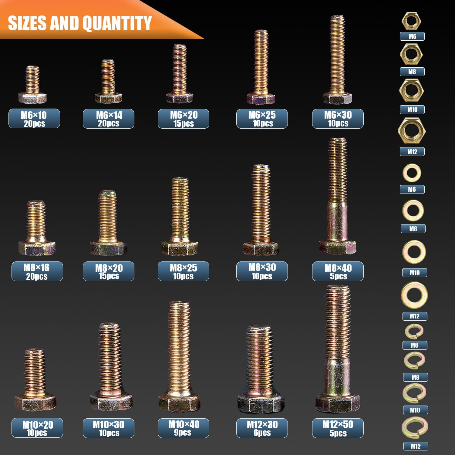 700pcs Metric Bolt Assortment, M6 M8 M10 M12, Grade 8 Heavy Duty