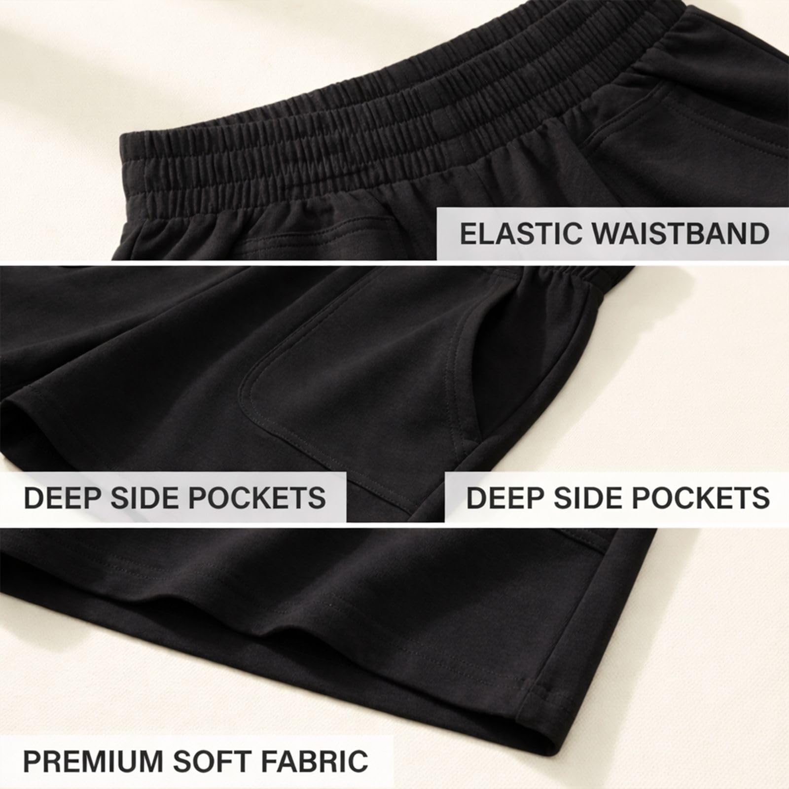 Pantalones cortos casuales para mujer, cómodos pantalones cortos deportivos con bolsillos — view 4