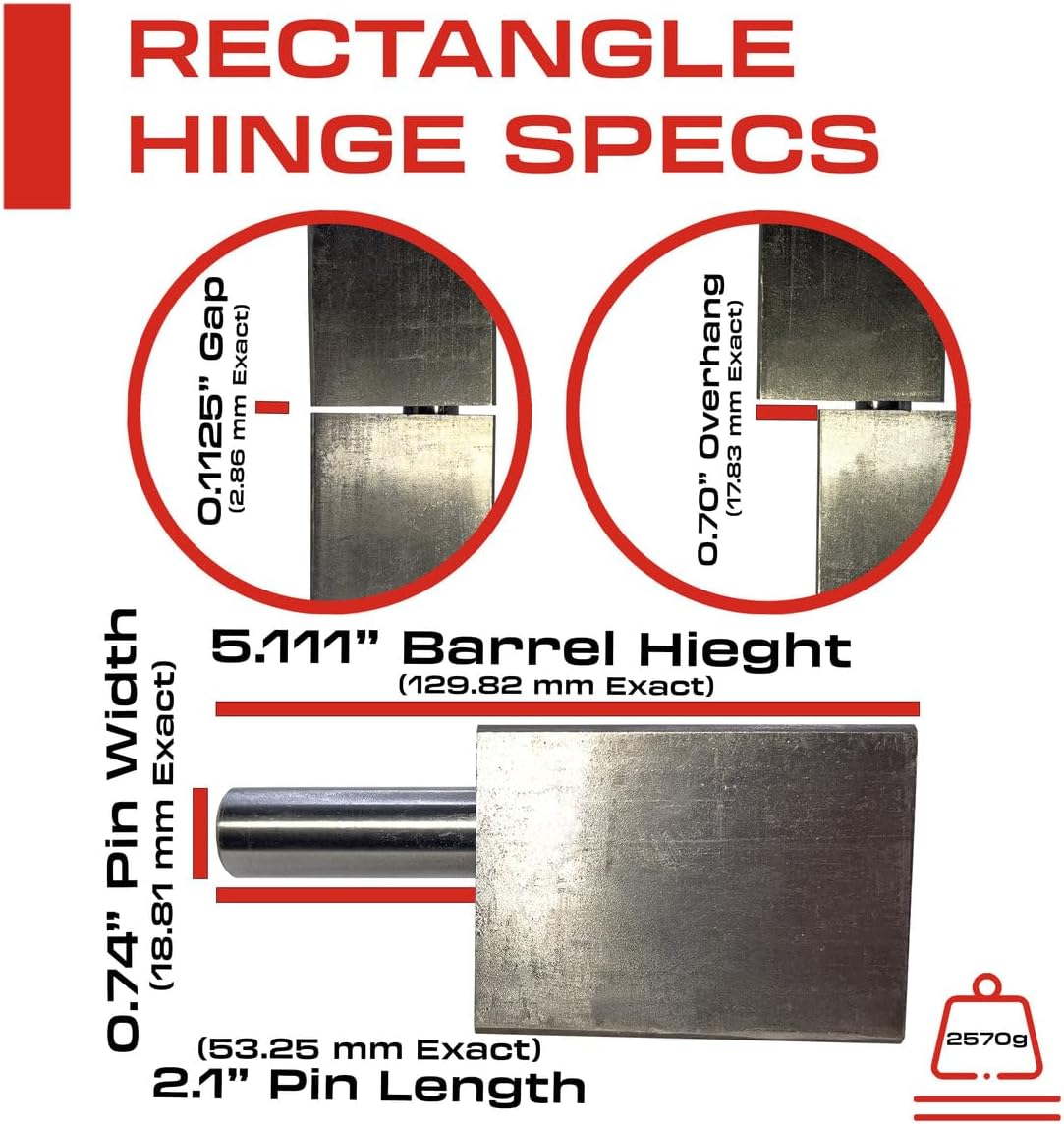 6” Inch Weldable Rectangle Hinges – Heavy Duty Gate Hinges – Weld On Hinges – Weld On Gate Hinges – Square Hinges Weld On - Ball Bearing Gate Hinge - Heavy Duty Weldable Hinges
