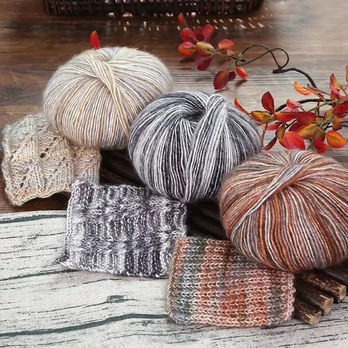 3 Gomitoli di Filato di Cotone Mimetico da 50 G/1,76 Oz, Filato Tinto a Mano, Filato per Uncinetto, di Medio Spessore, per Vestiti, Sciarpe, Borse