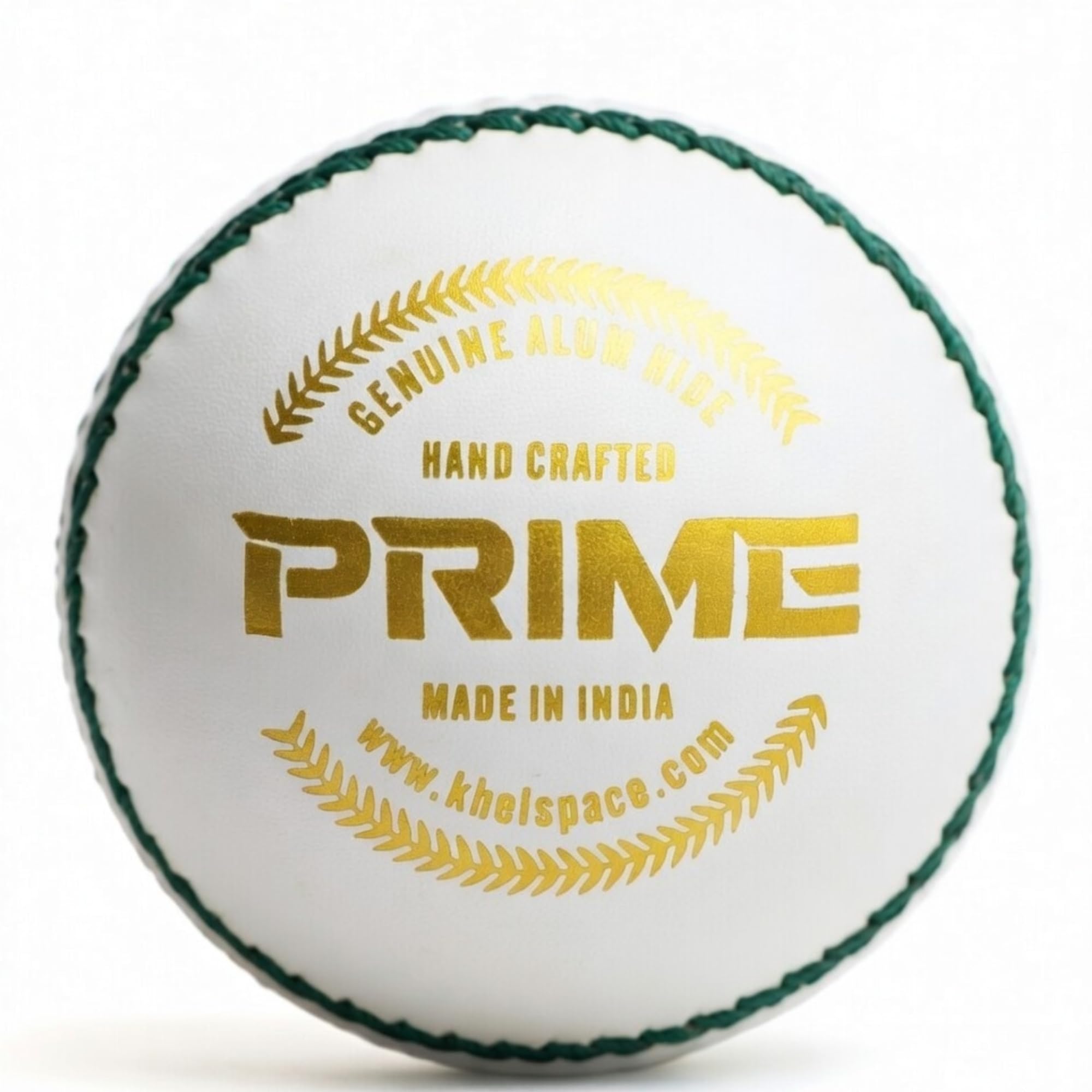 KHELSPACE KS Prime White Leather Cricket Ball for Practice