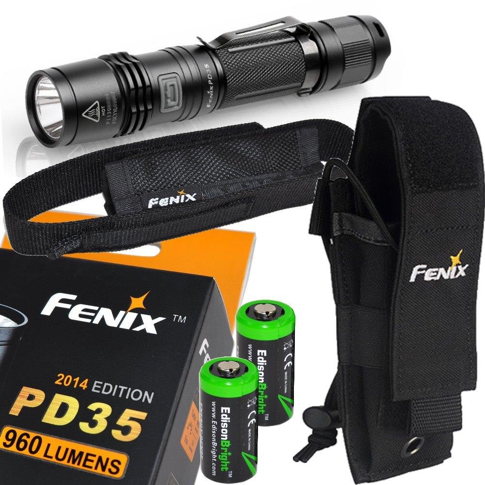 EdisonBright Fenix PD35 TAC 1000 Lumen CREE LED Tactical Flashlight and Fenix ALP-MT Holster (Black)