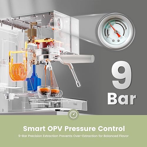 Miniatura 2 de Gevi Máquina de café expreso comercial de 20 bar con cafeteras inteligentes OPV, espumador de leche y portafiltro de 2.283 in, cafetera de capuchino