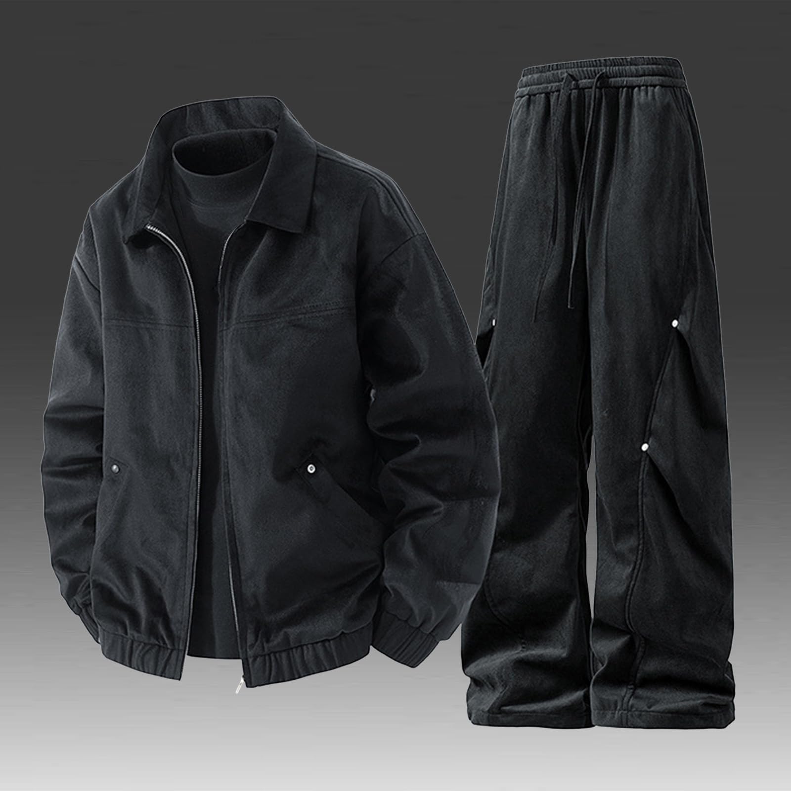 Trainingsanzüge für Herren Männer Tracksuit Jogginghose Zweitteiliger Schwitzanzug Reißverschluss Trainingsanzug Umlegekragen Sweatjacke Freizeitanzug Sport Anzug Sweatshirt mit Tasche