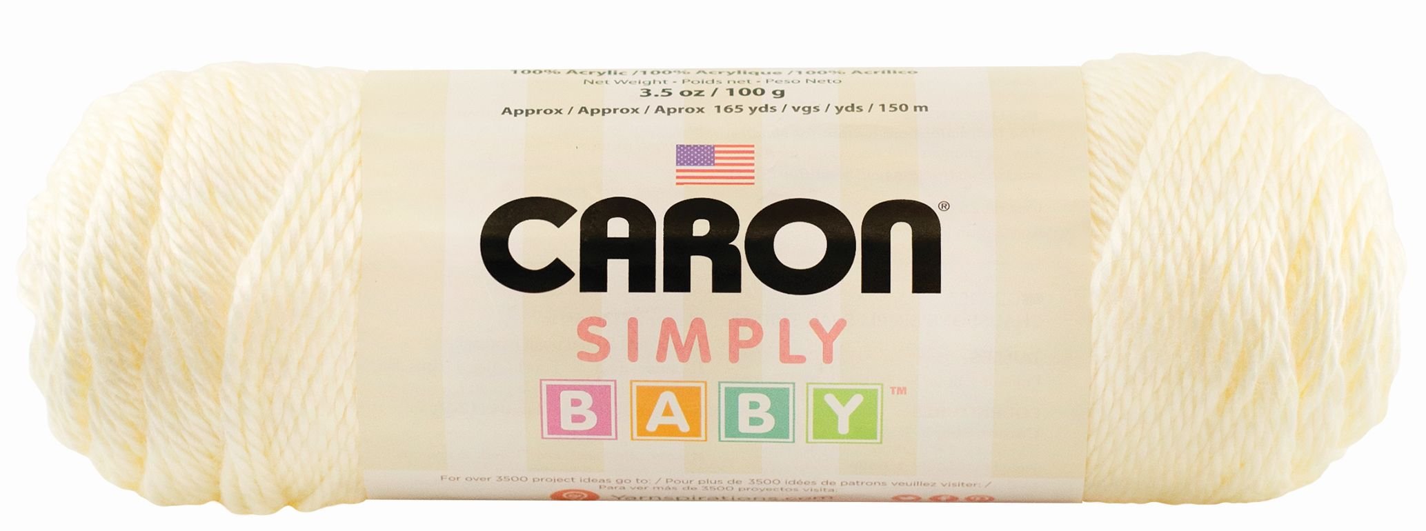 Caron Simply Baby Solid Yarn, 3.5 Ounce, Lil Ivory Lace, Single Ball