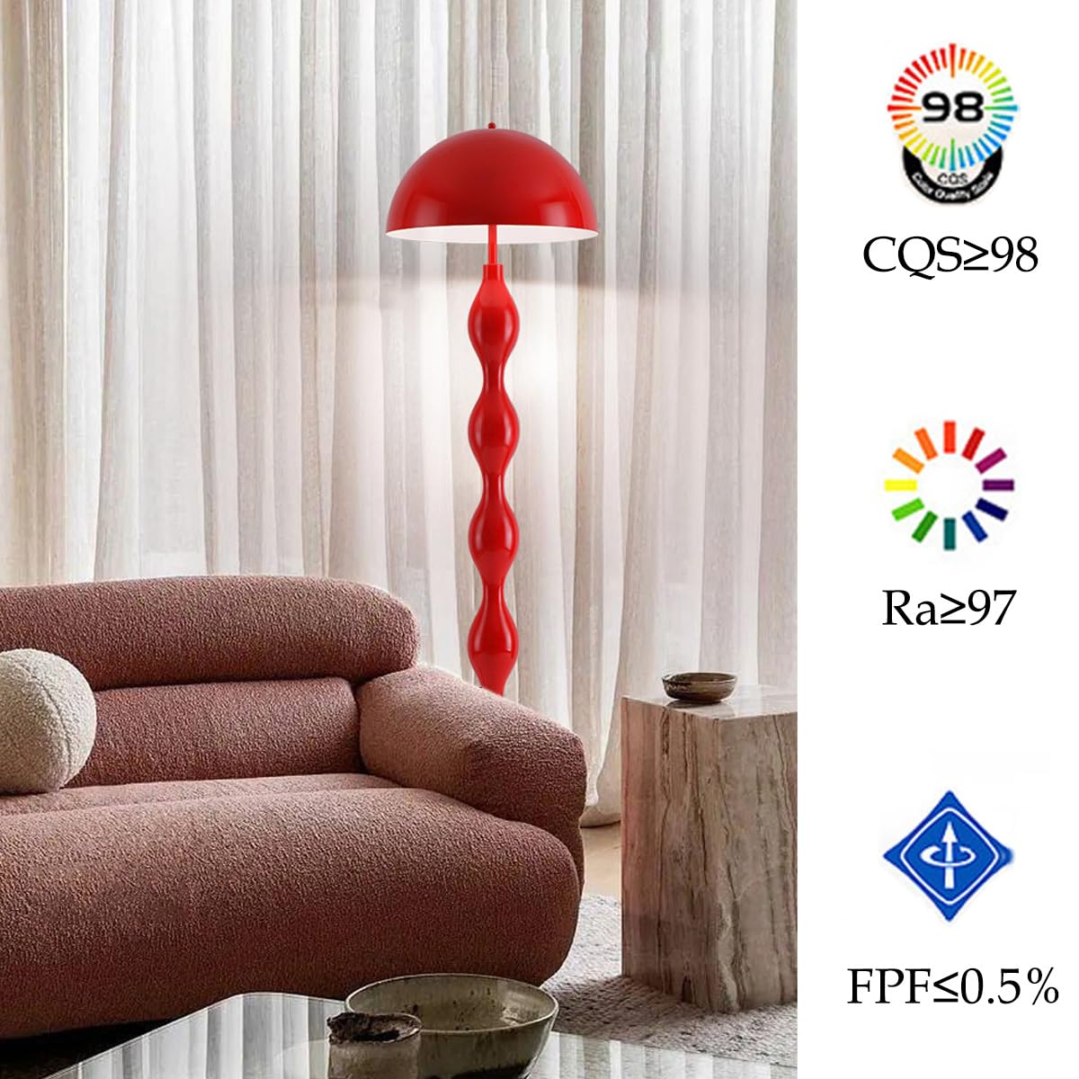 MIXL - Red Mushroom Floor Lamp with Metal Lampshade