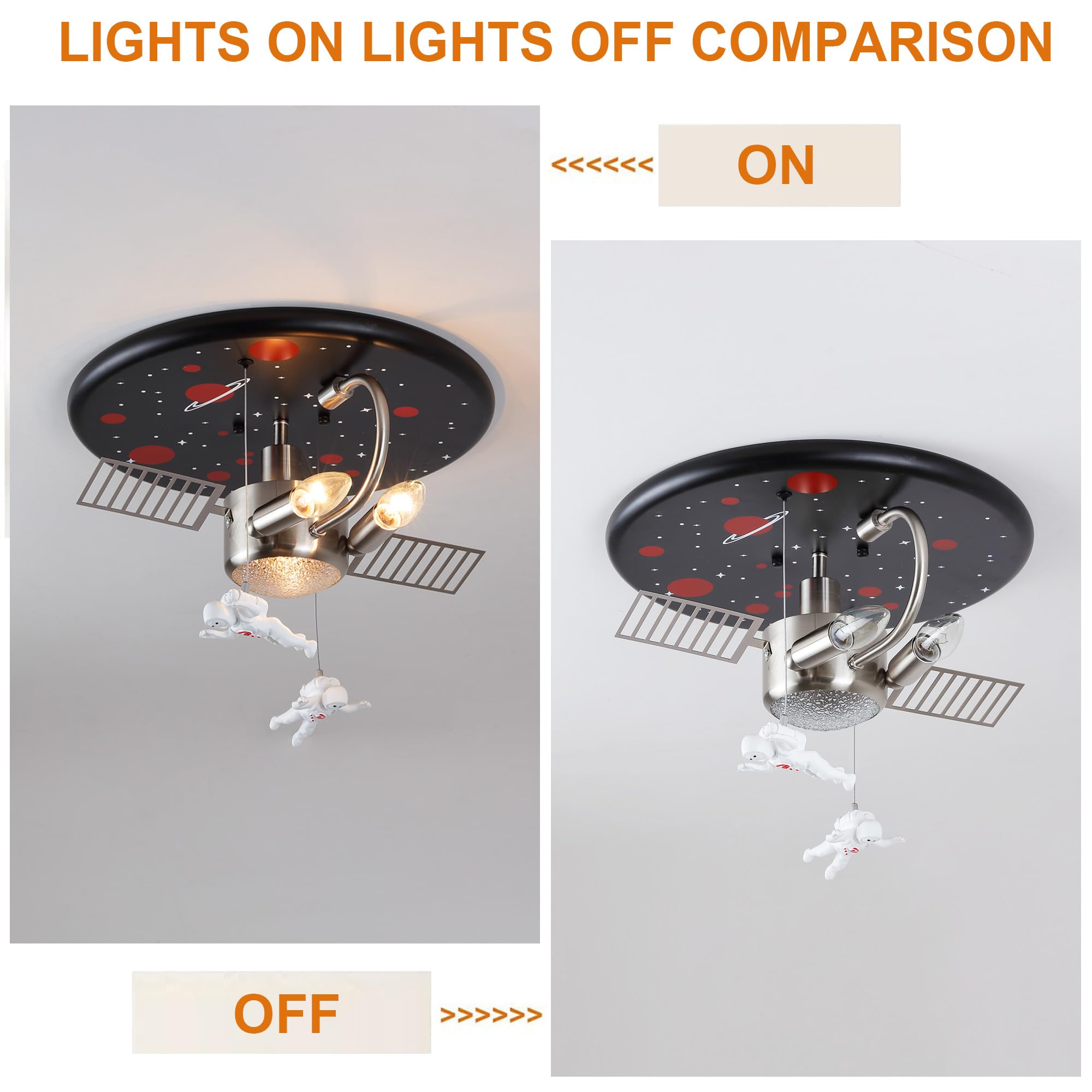 Modern Deckenlampe Kinderzimmer Junge, Kreative Astronauten Kinder Deckenleuchte Weltall Theme, E27 Kinderzimmer Lampe Decke Junge 2 X E14, ø 40 cm