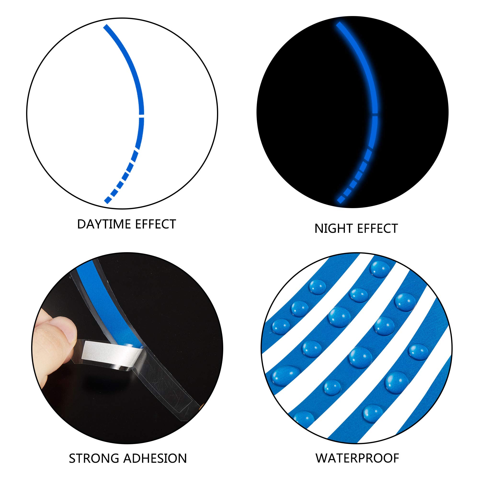 Allure Auto® 16" Reflective Wheel Rim Stripe Decal for Motorcycle Car Cycling Bike Bicycle Night Reflective Safety Decoration Stripe Rim Reflective Stickers DIY (Black) for Toyota Fortuner 1