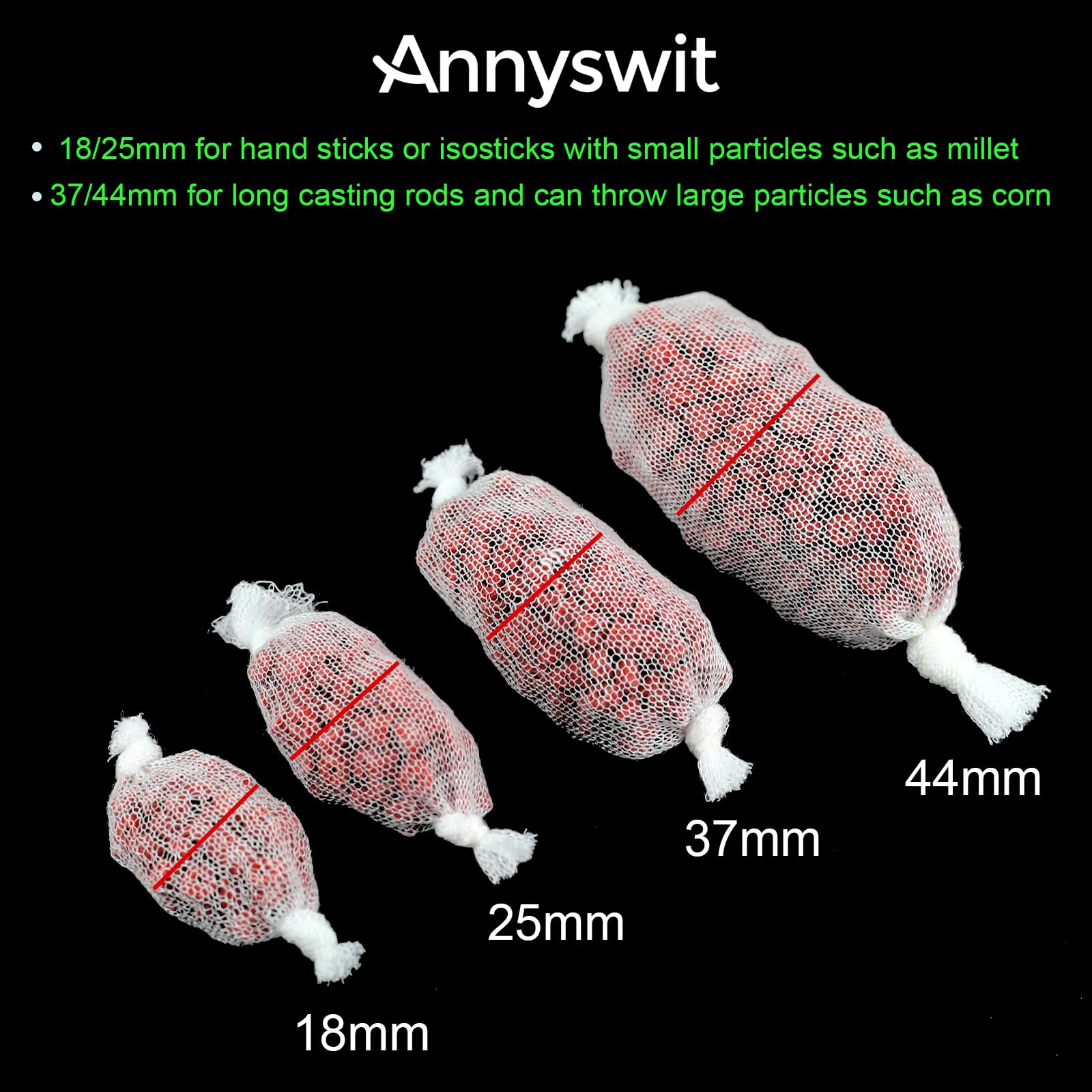 Annyswit 5m Pva Mesh Kit with Scissors&Funnel&Plunger System 18&25&37 mm Pva Bags Carp Fishing Accessories Carp Fishing Mesh Bags Fast Melt Fishing Refill for Boilie Bait Feeding Rig - Image 3