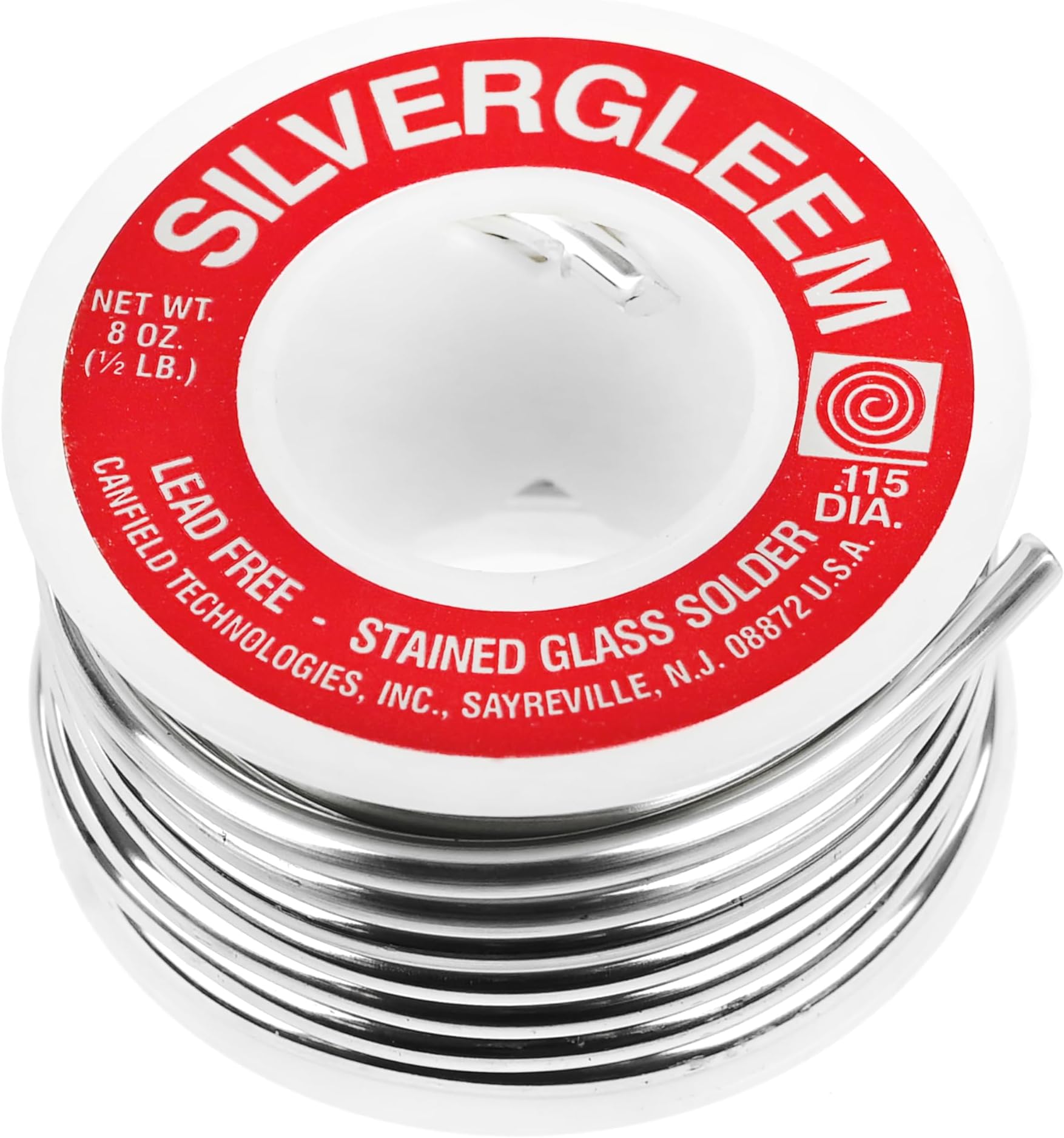 Canfield Silvergleem Lead Free Silver Solder Wire for Stained Glass Solder Crafting and Jewelry Making (96% Tin / 4% Silver) - 1/2 Lb Spool (1 Pack)