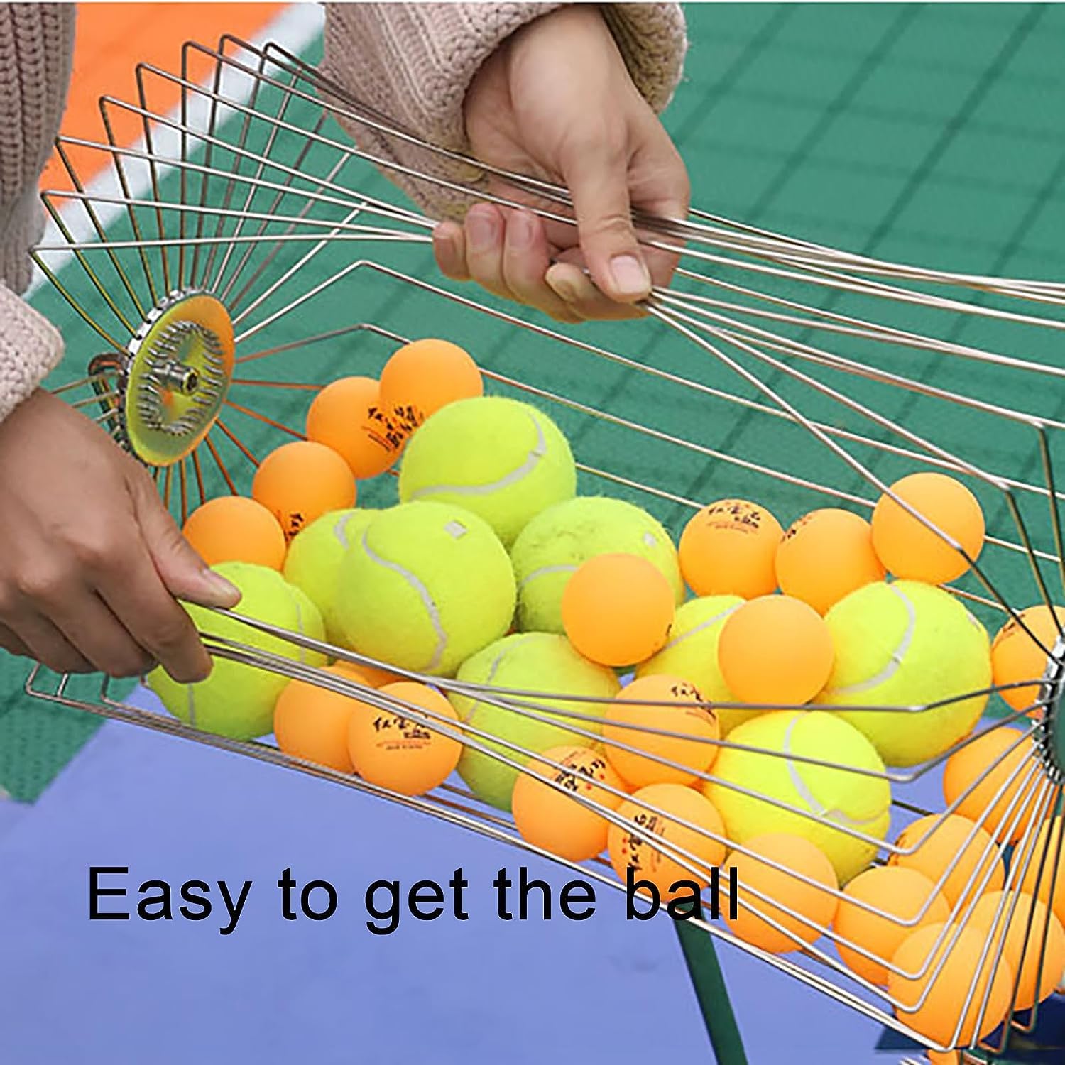 Rullo raccogli-palline da tennis, multifunzione, regolabile in altezza 43-122 cm, adatto per parchi, sessioni di pratica personale
