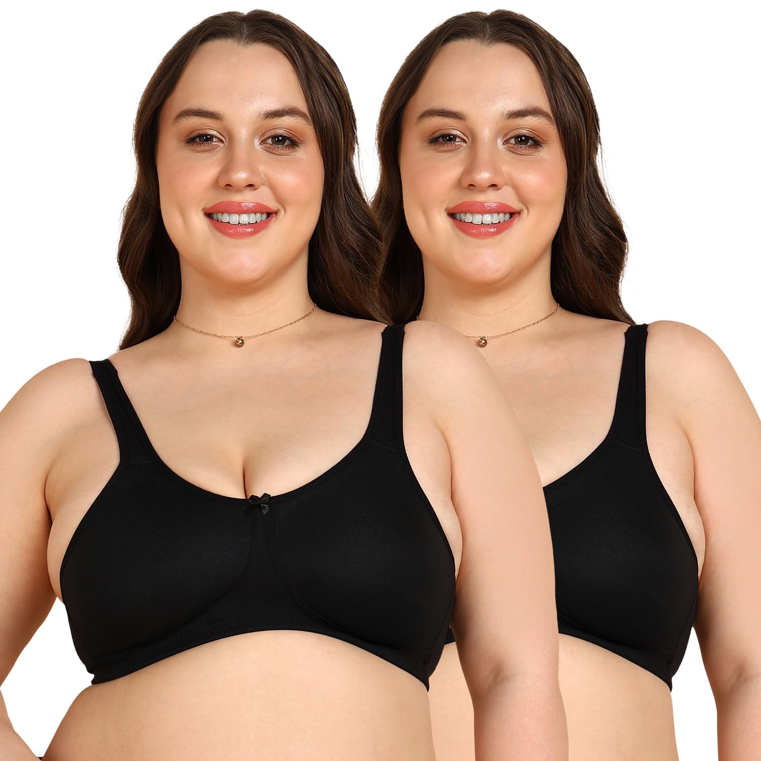 komli Fifty Non-Padded Everyday Minimiser Bra | Full Coverage | Wire-Free | Seamless Design | Adjustable Straps | Hook & Eye Closure | Plus-Size Comfort & Natural Bust Shaping (Pack of 2)-picture-40