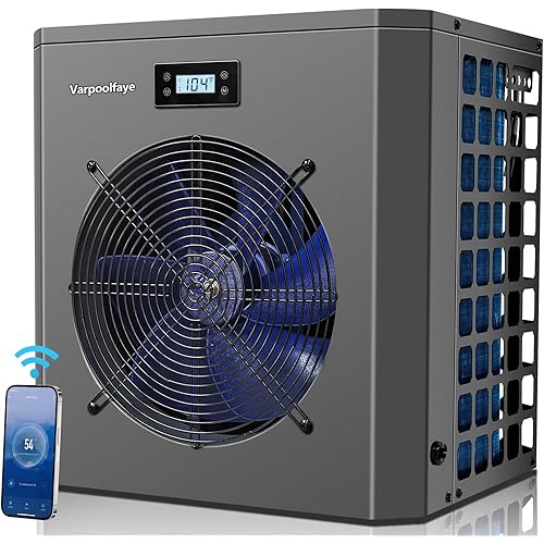 16000 BTU Electric Pool Heater For Above Ground Pool 5000 Gallon Swimming Pool Heat Pump Heating Cooling Mode WiFi Control Schedule Pool Heater 120V 60Hz