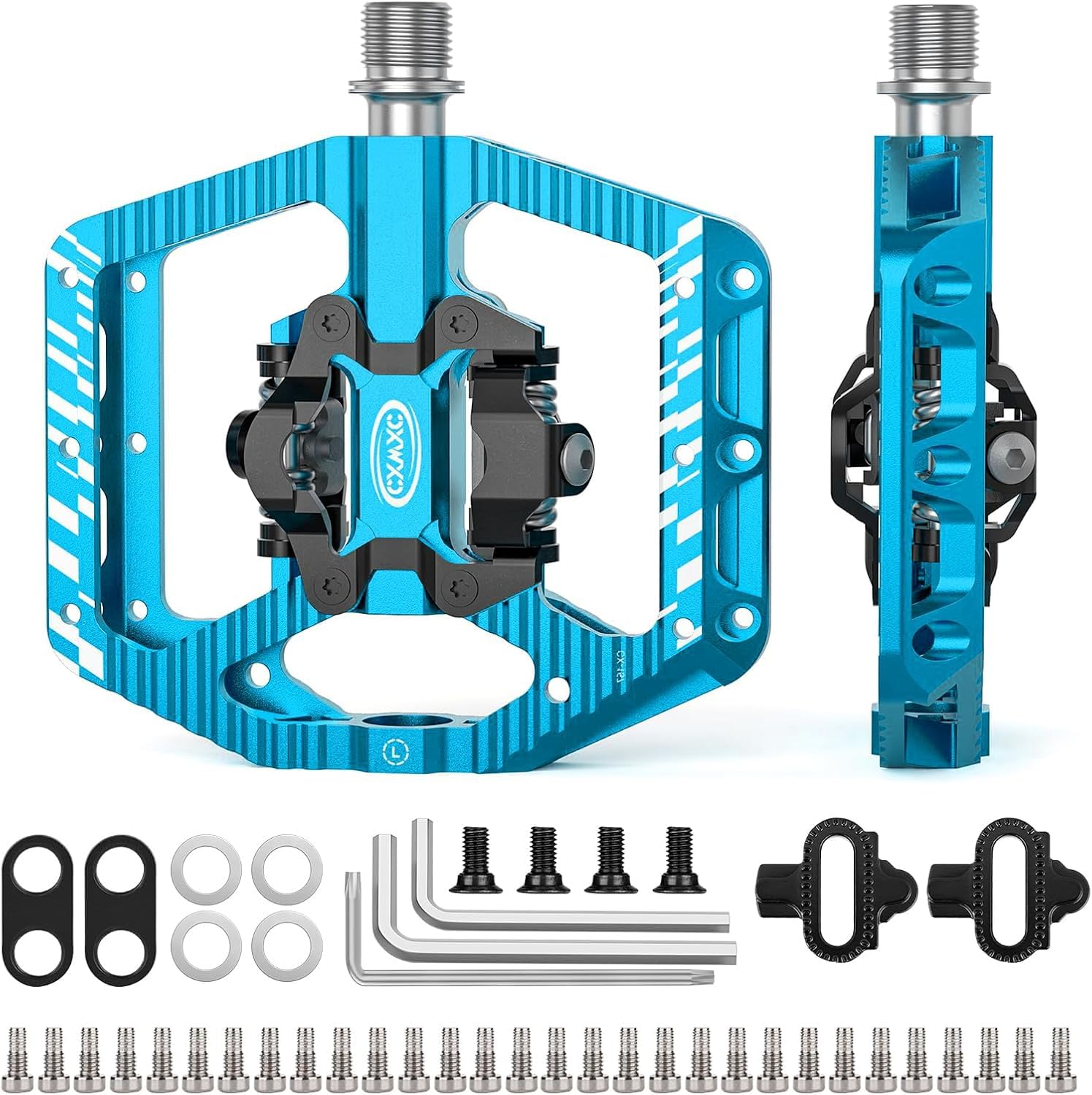 CXWXC Klickpedale Mountainbike Pedale – CNC Gefrästes Aluminium, 3-Fach abgedichtete Bike Pedals, Kompatibel mit Shimano SPD Systemen (Blau) Sport & Freizeit