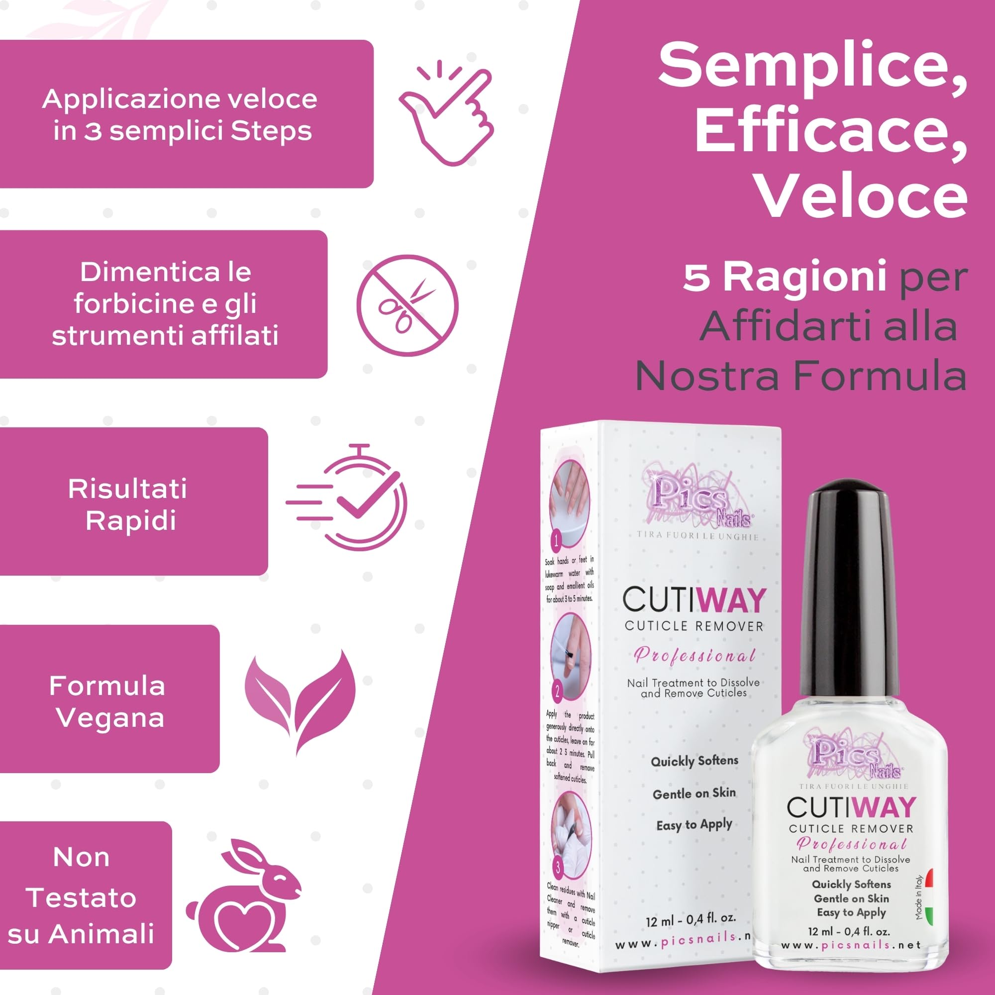 Rimuovi Cuticole Professionale 12 ml – Ammorbidisce e Rimuove Pellicine in 2-5 Minuti – Cuticle Remover Delicato e Profumato – Ideale per Manicure e Pedicure – Risultato Preciso e Unghie Curate