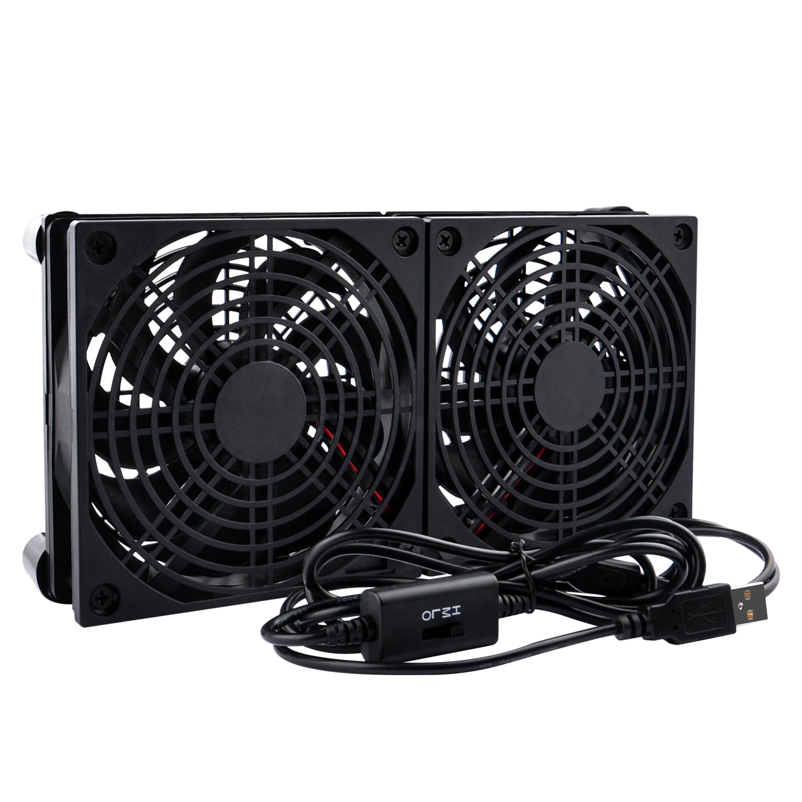 Ventilateur silencieux 2 en 1 - Double USB - 120 mm - Double roulement à billes - 5 V - 3 vitesses réglables L/M/H - Câble 190 cm