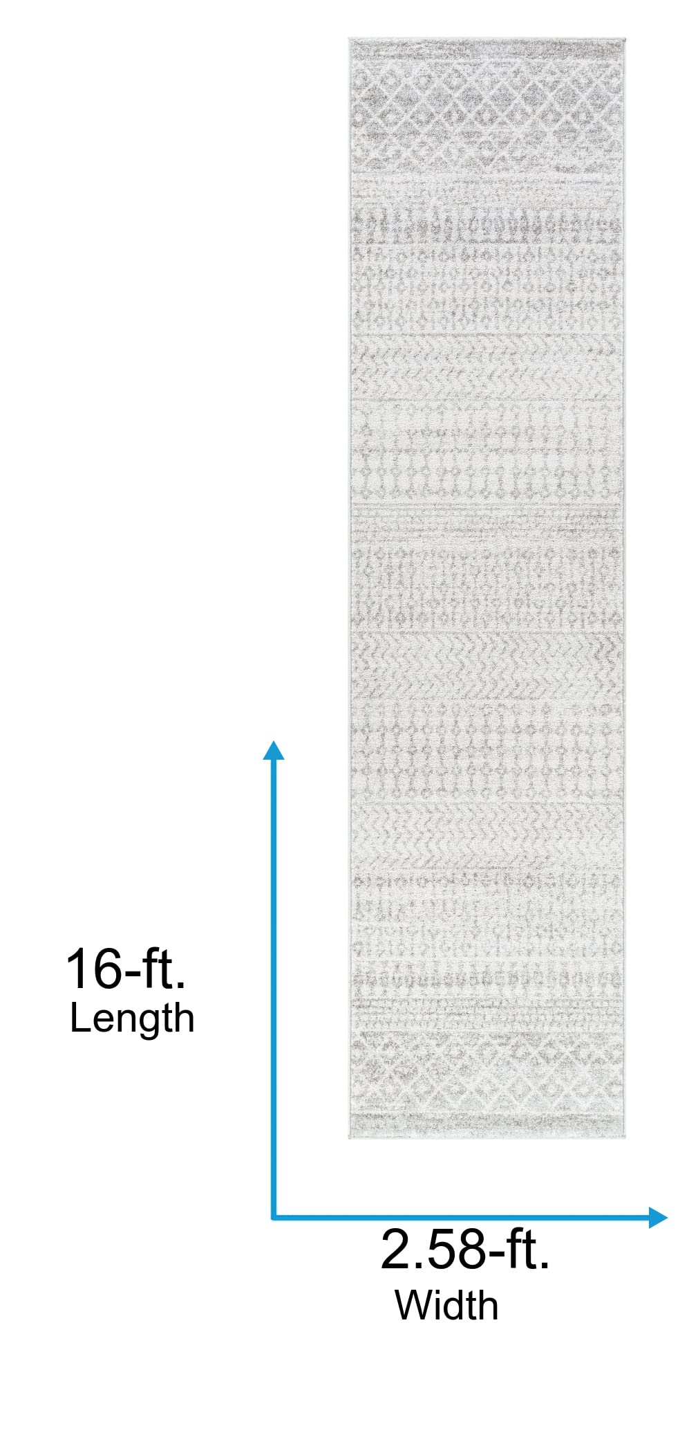 Artistic Weavers Chester Boho Moroccan Runner Area Rug,2'7" x 16',Grey