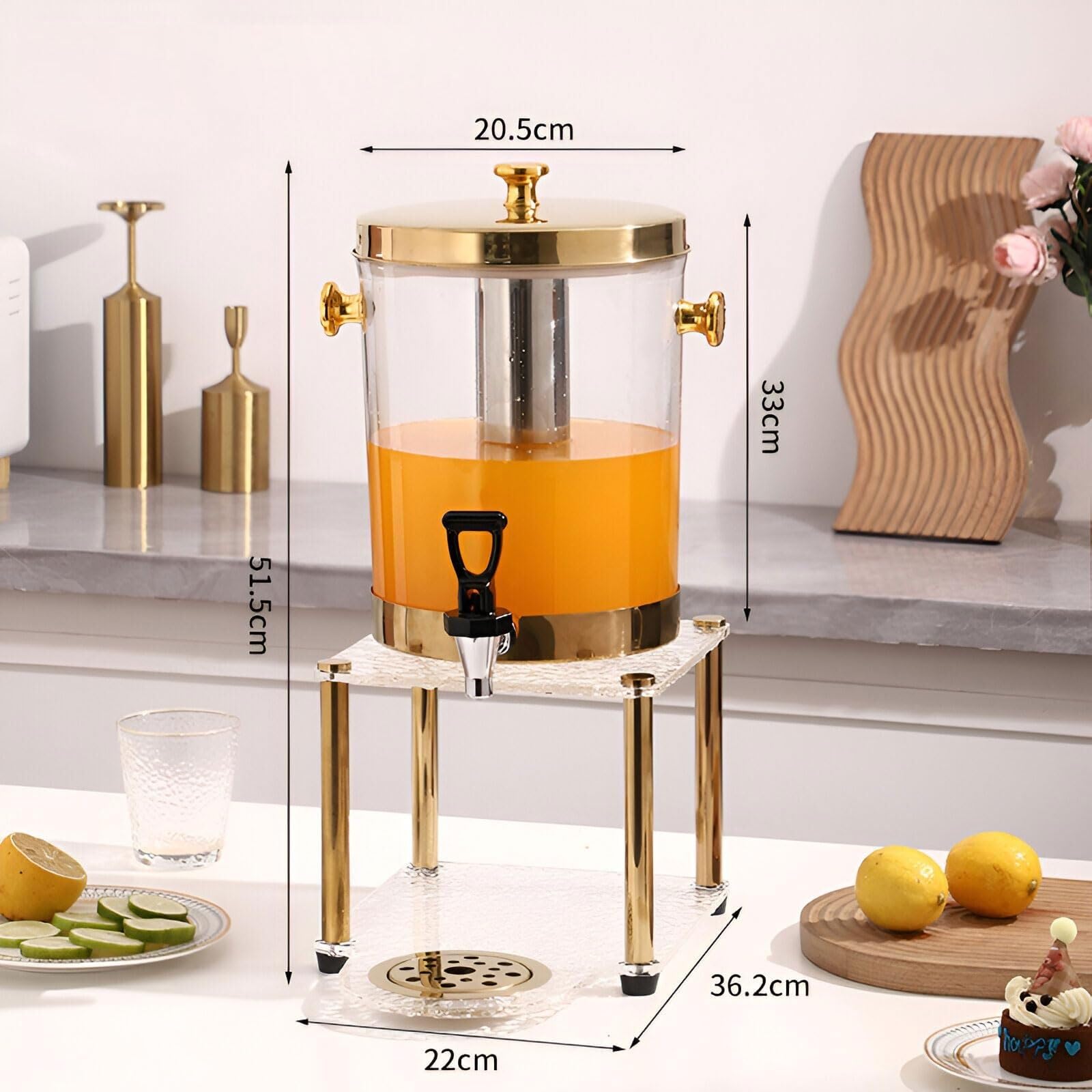Dispensador de bebidas transparente, cerveza, agua, zumo, bebidas frías, cócteles con tapa hermética y soporte for grifo for fiestas de Buffet