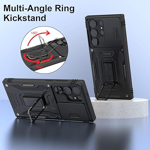 Miniatura 4 de DAKORIE Para Samsung Galaxy S23 Ultra Funda Con Cubierta De Cámara De Diapositivas Funda De Teléfono A Prueba De Golpes De Policarbonato Con Soporte