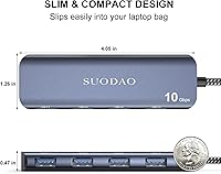Vista 7 de Hub USB 3.1, SUODAO 10Gbps USB C a USB Hub, 4 puertos USB 3.1/3.2 Gen 2 Hub, aluminio SuperSpeed Tipo C a 4 puertos USB 3.2 de 10 Gbps para laptop