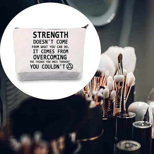 Miniatura 5 de LEVLO Bolsas de maquillaje de sobriedad AA Gift Strength no viene de lo que puedes hacer bolsas de cosméticos NA Gift Adiction Recovery Makeup Bags,