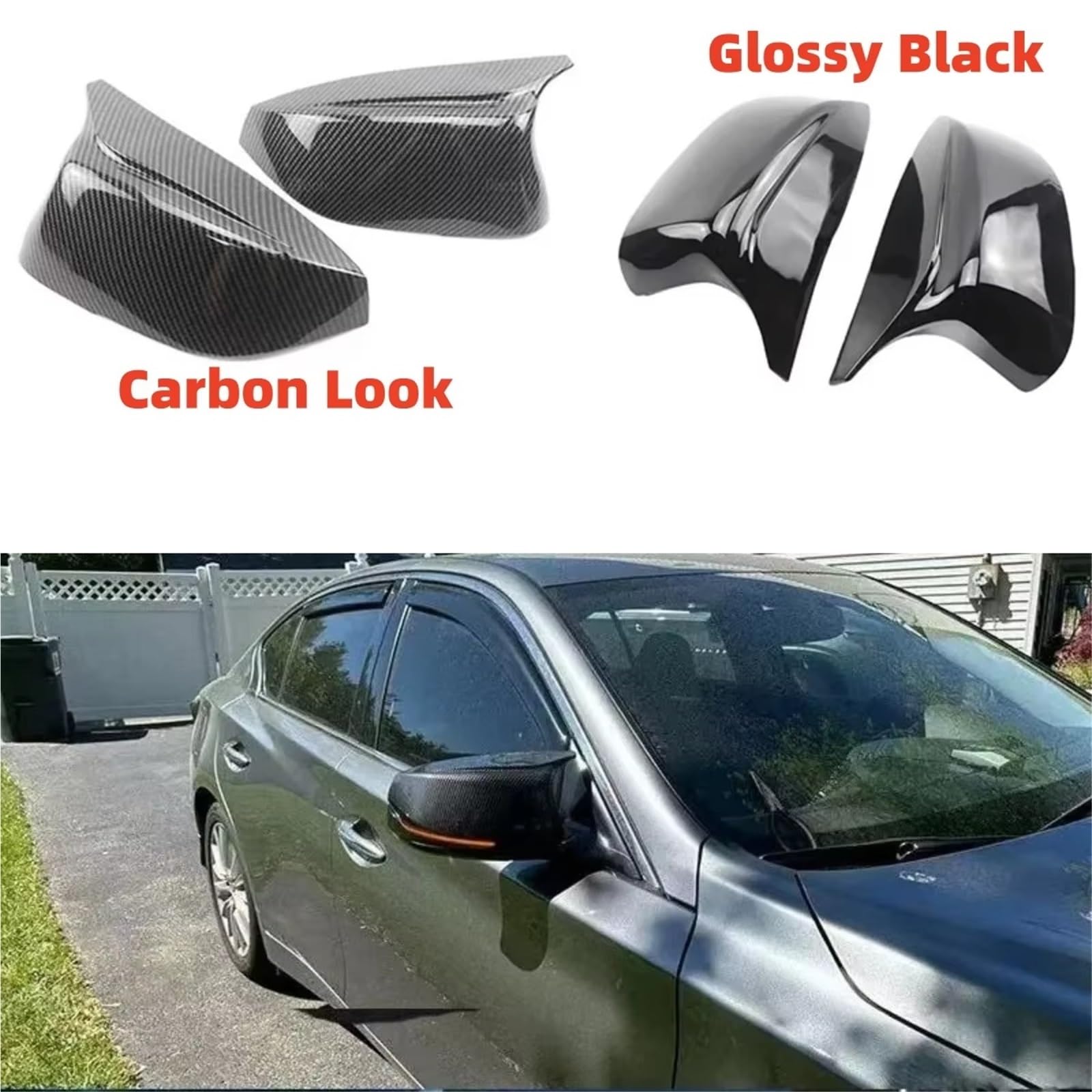 Extérieur Boîtier Rétroviseur Pour Infiniti Q50 Q50S Q70 2014 - UP Pour Infiniti Q60 QX30 2016 - UP Housse De Rétroviseur Coque drétroviseur latéral de voiture(Carbon Look)