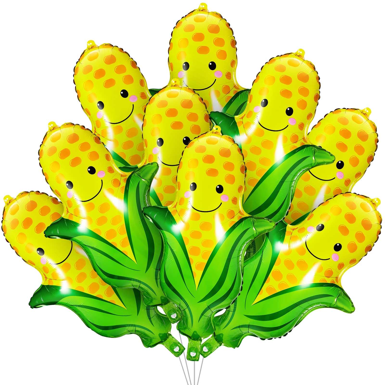 Shappy 20 Pcs Corn Balloons Fruit Themed Balloons 28 Inch Corn Decorations Balloons Corn Foil Balloon for Birthday Baby Shower Wedding Fall Vegetable Fruit Party Decorations Supplies