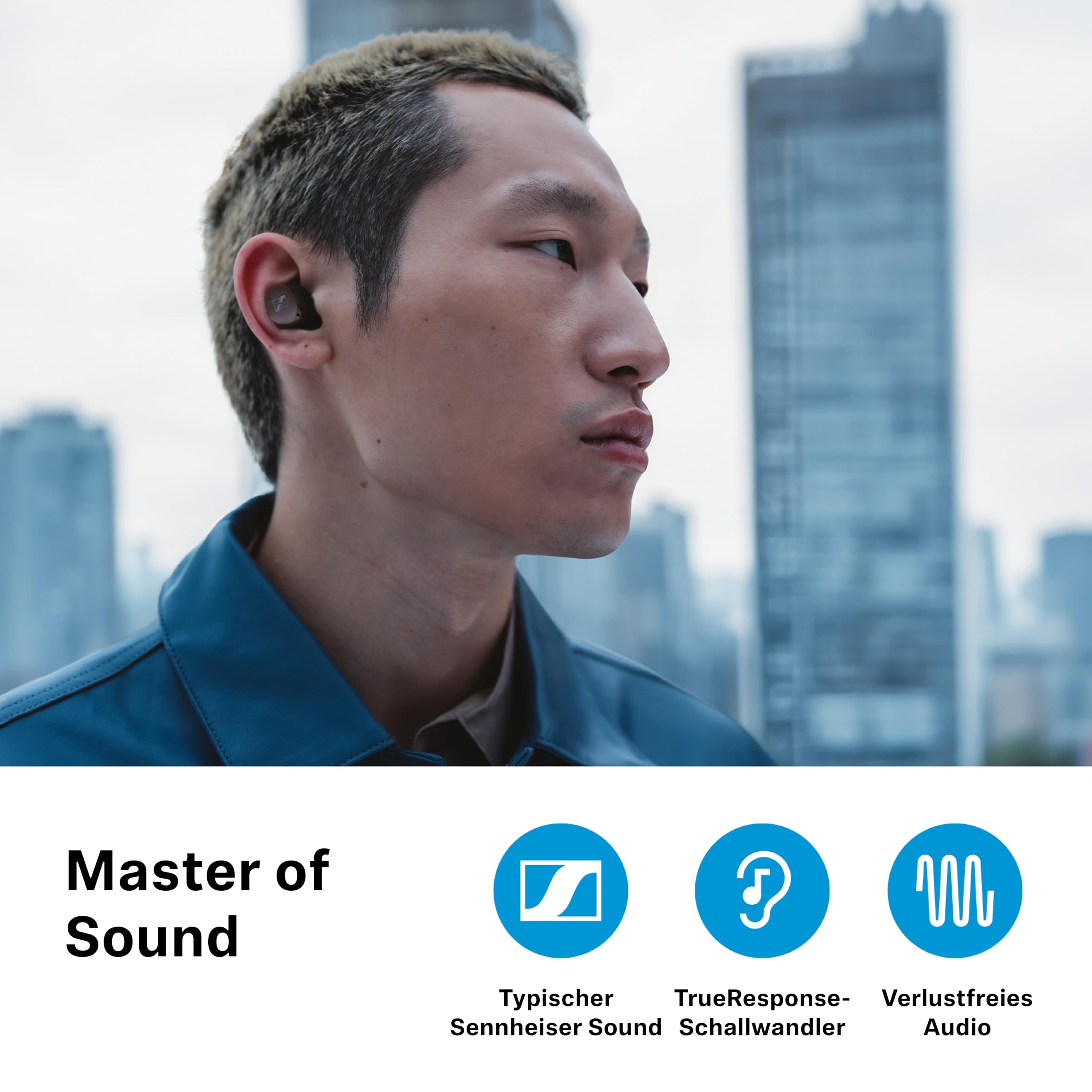 Sennheiser MOMENTUM True Wireless 4, kabellose Bluetooth Kopfhörer, Bluetooth 5.4, Noise Cancelling, komfortables Design, 30 Stunden Akkulaufzeit, adaptives ANC, Auracast, Schwarz Graphite