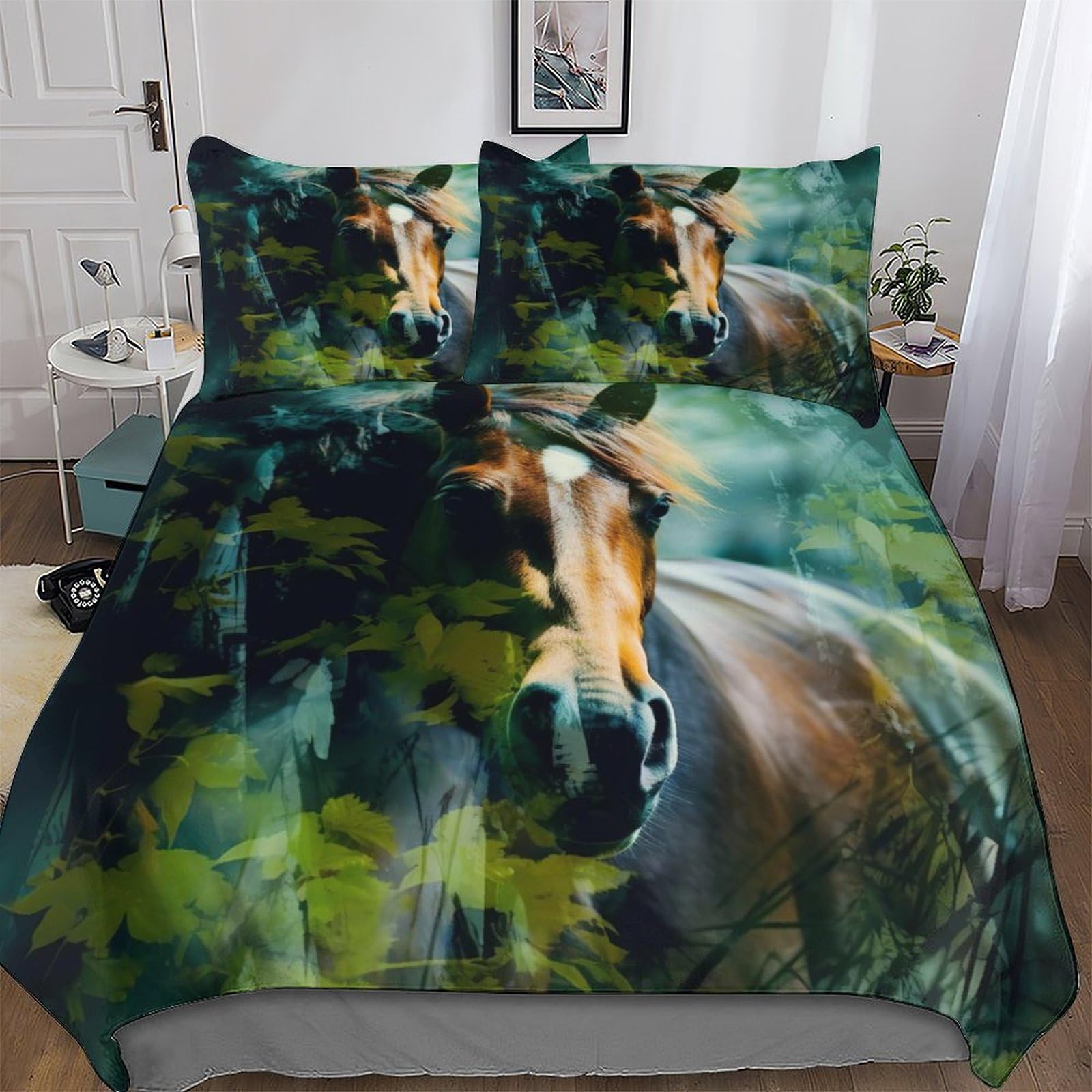 Housse de couette cheval 3 pièces pour créer une ambiance nature et équestre dans la chambre
