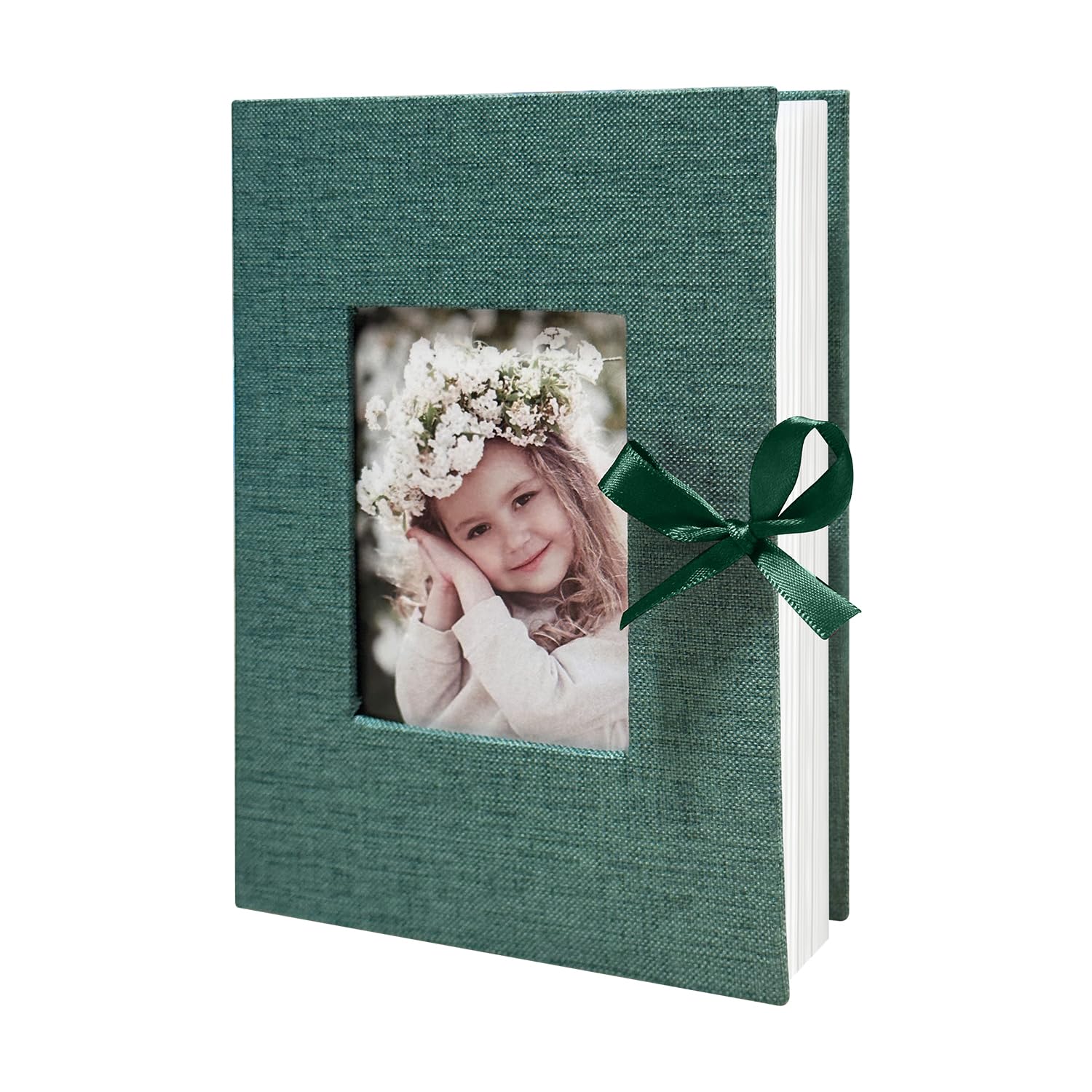 Album photo 10 x 15 vert en lin pour raconter l'histoire de bébé et enfance