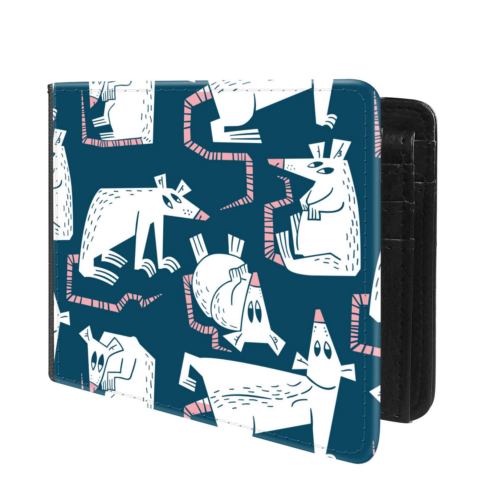 (Rats And Mousepattern Front Pocket Slim Bifold Leather Wallet RFID Blocking with ID Window for Men